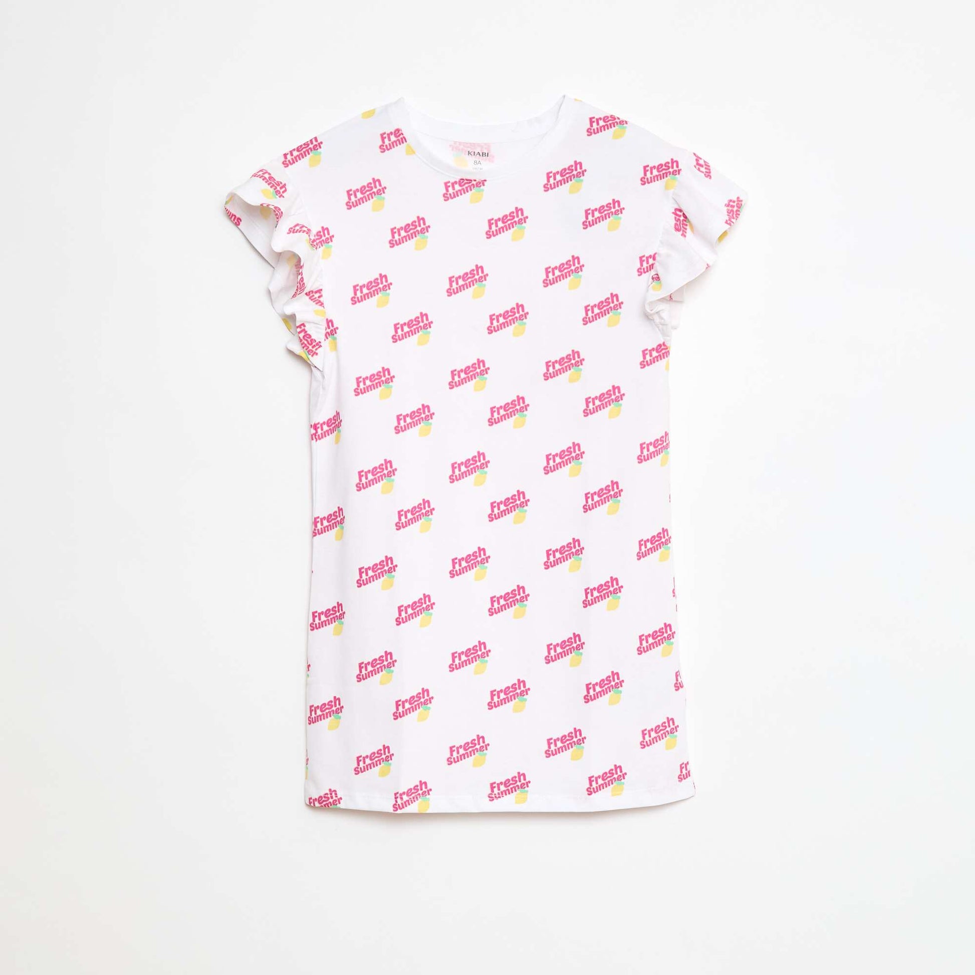 Robe imprimée fantaisie BLANC/ROSE