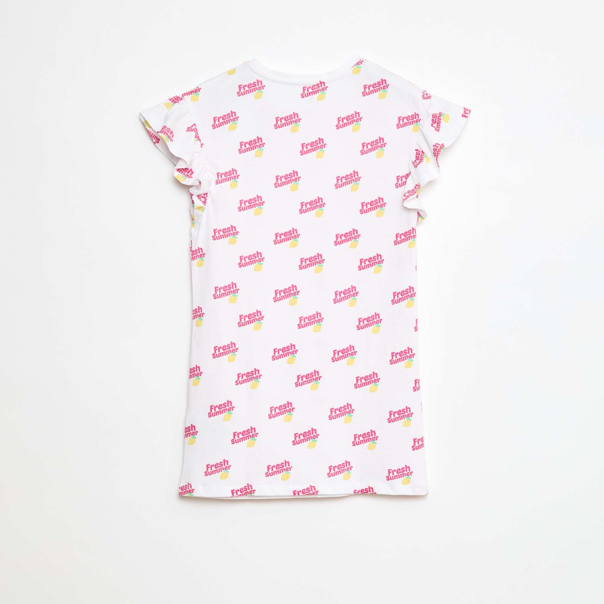 Robe imprimée fantaisie BLANC/ROSE