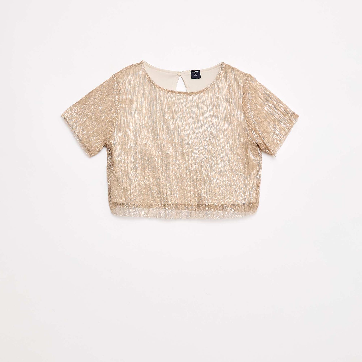 T-shirt col rond effet brillant BEIGE