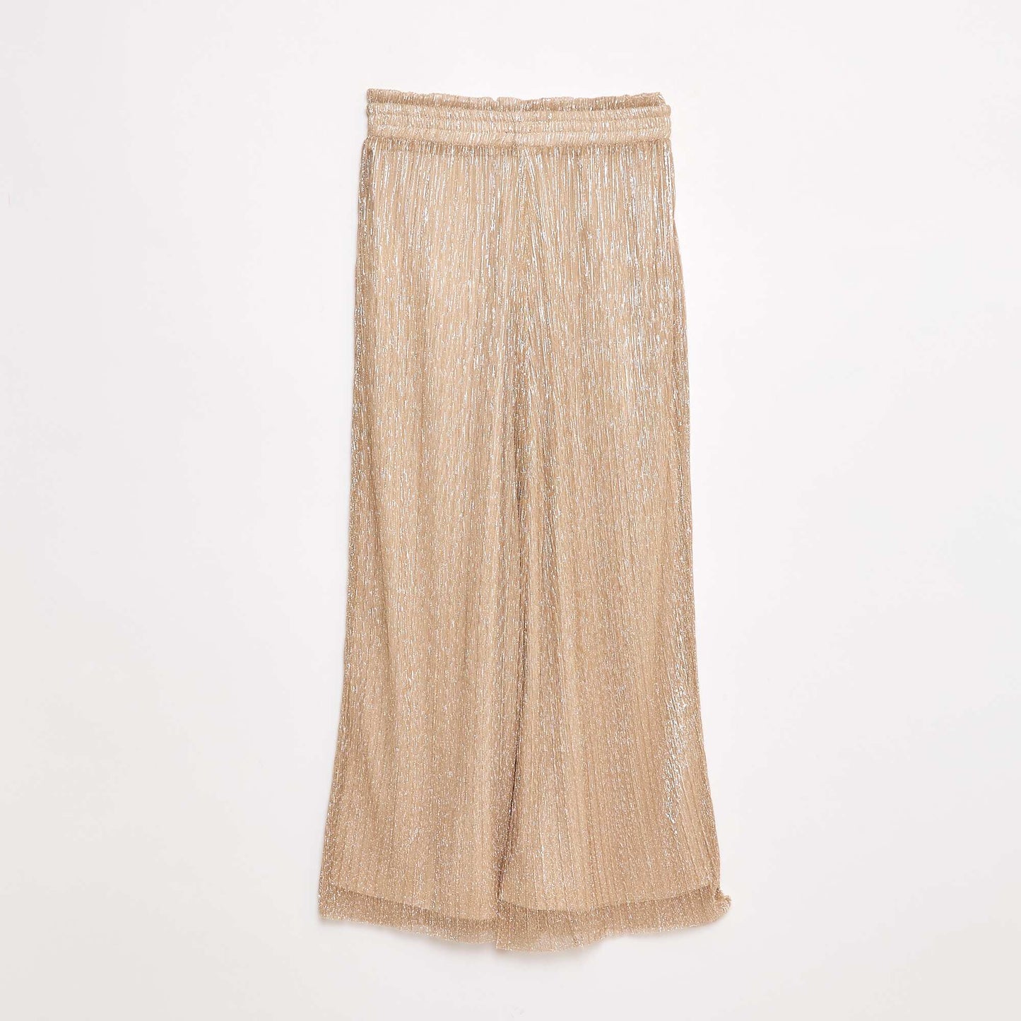 Pantalon large fin en maille brillante BEIGE