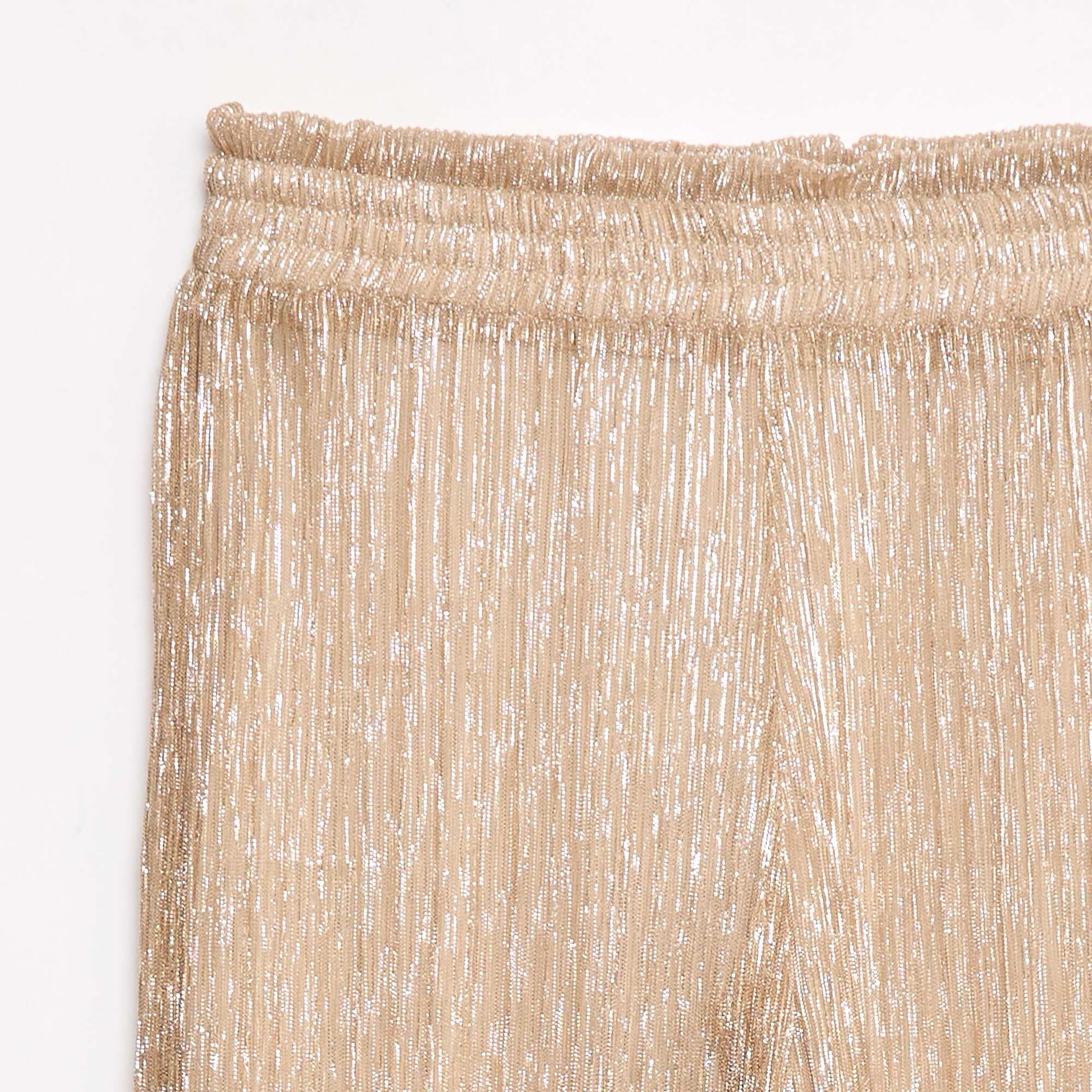 Pantalon large fin en maille brillante BEIGE