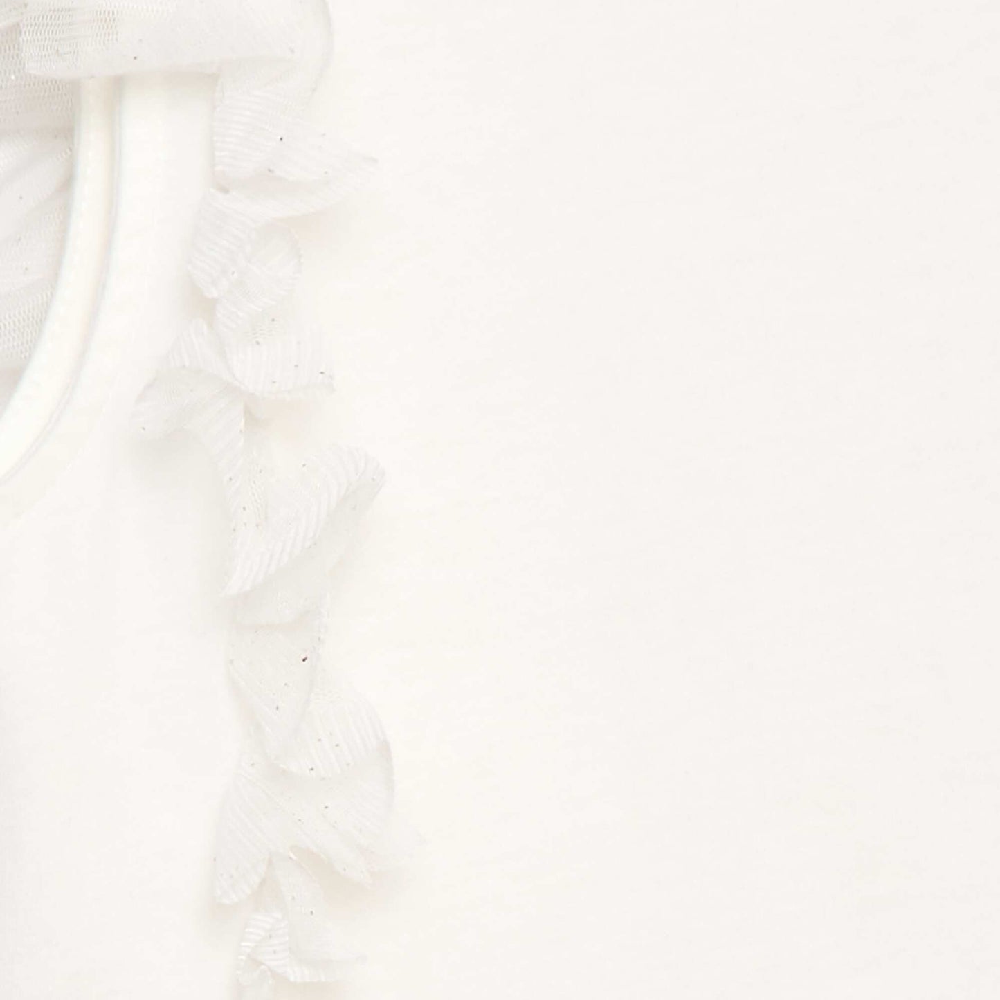 T-shirt coton avec manches volants en tulle BLANC