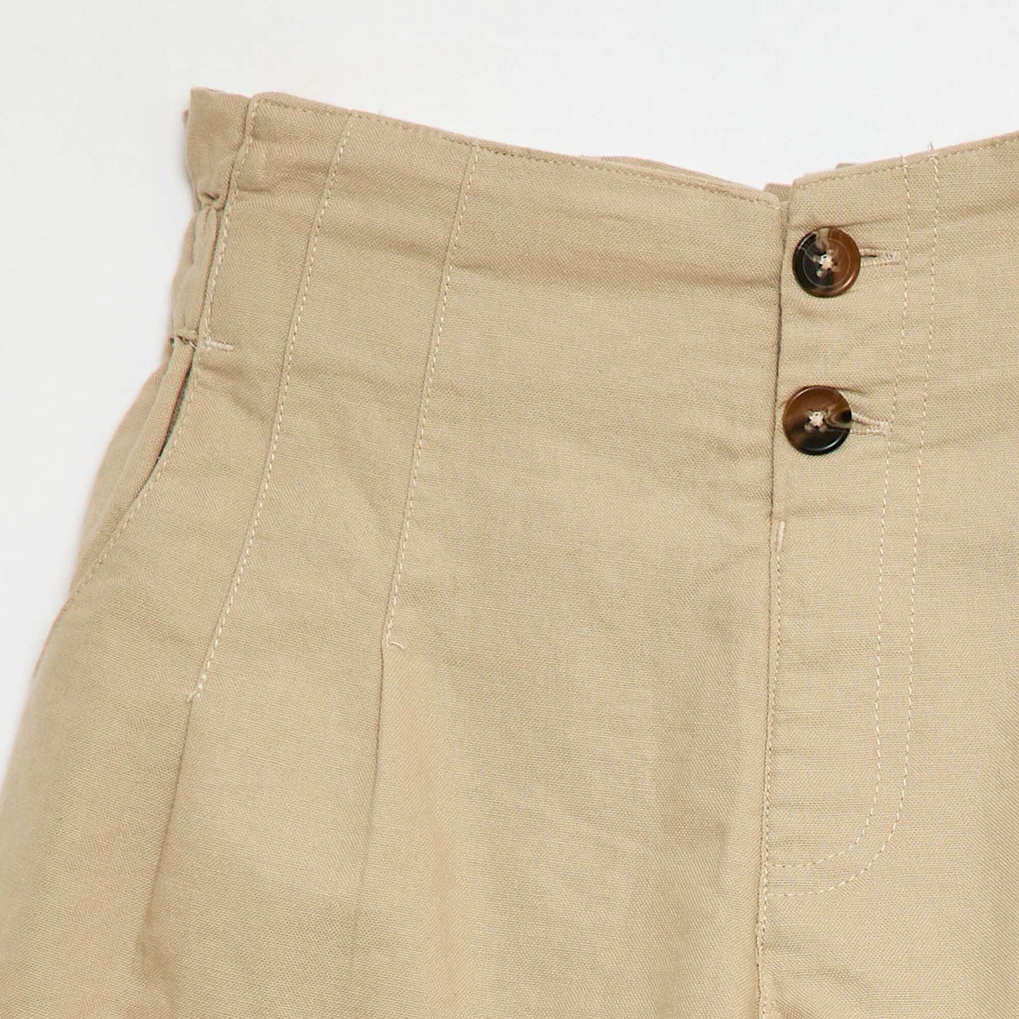 Short de cérémonie en coton uni BEIGE
