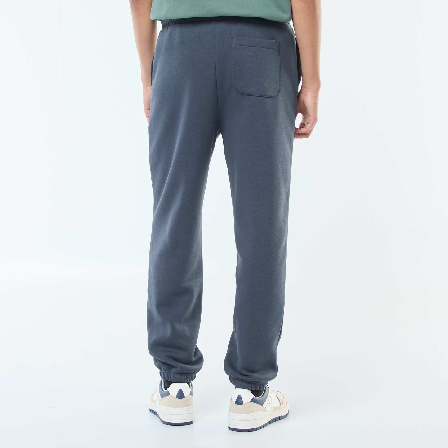 Pantalon jogging uni avec cordons de serrage à la taille BLEU
