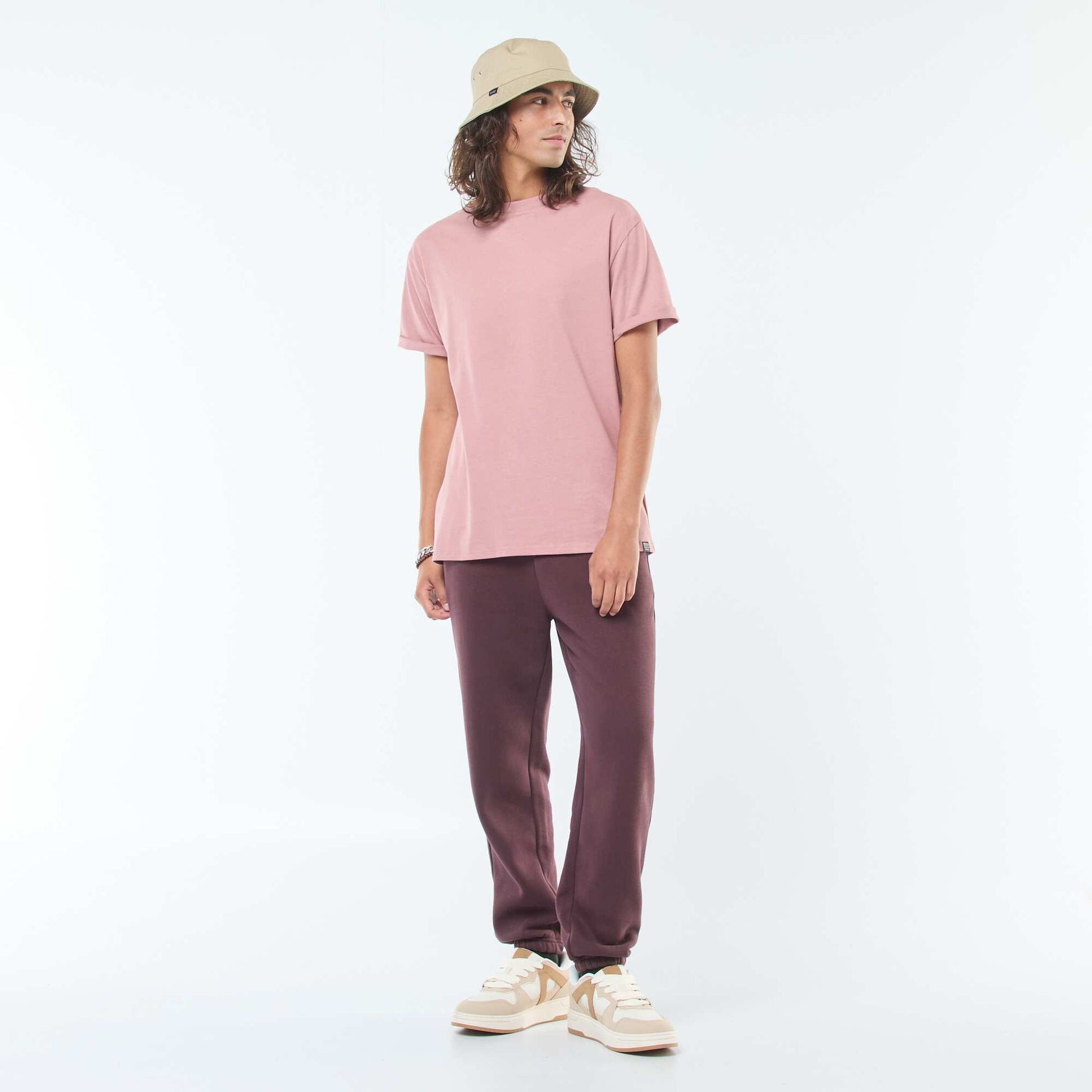 Pantalon jogging uni avec cordons de serrage à la taille VIOLET
