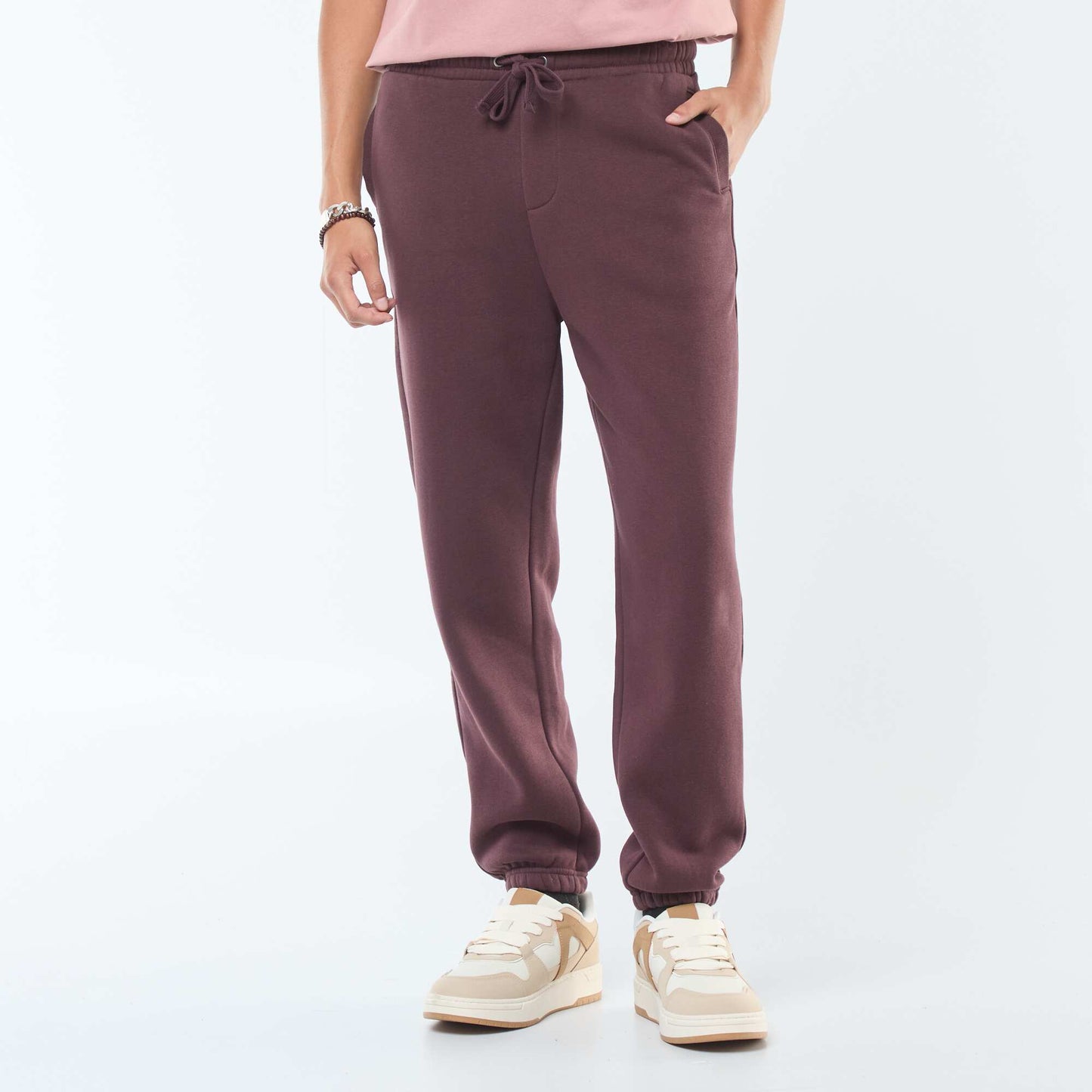 Pantalon jogging uni avec cordons de serrage à la taille VIOLET