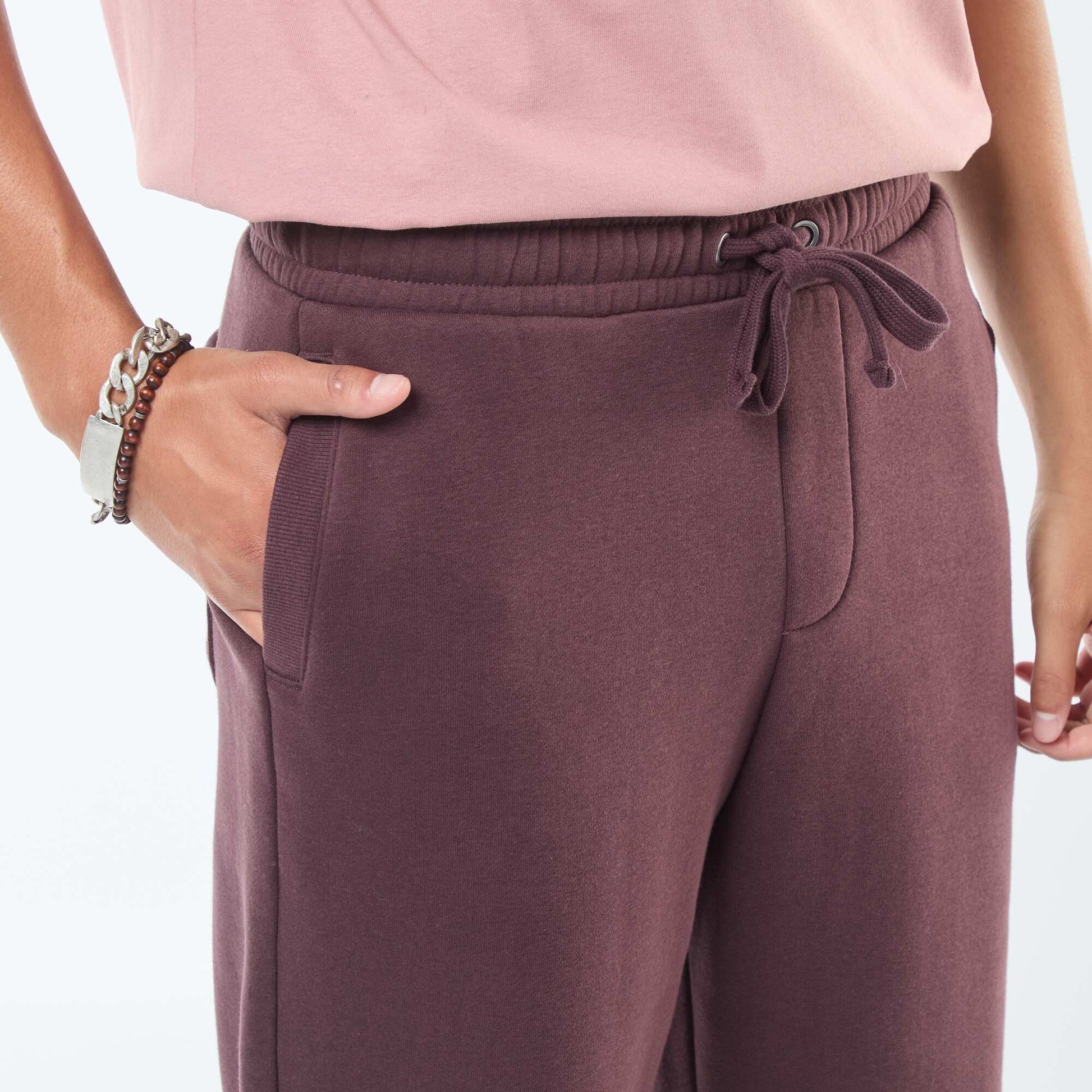 Pantalon jogging uni avec cordons de serrage à la taille VIOLET