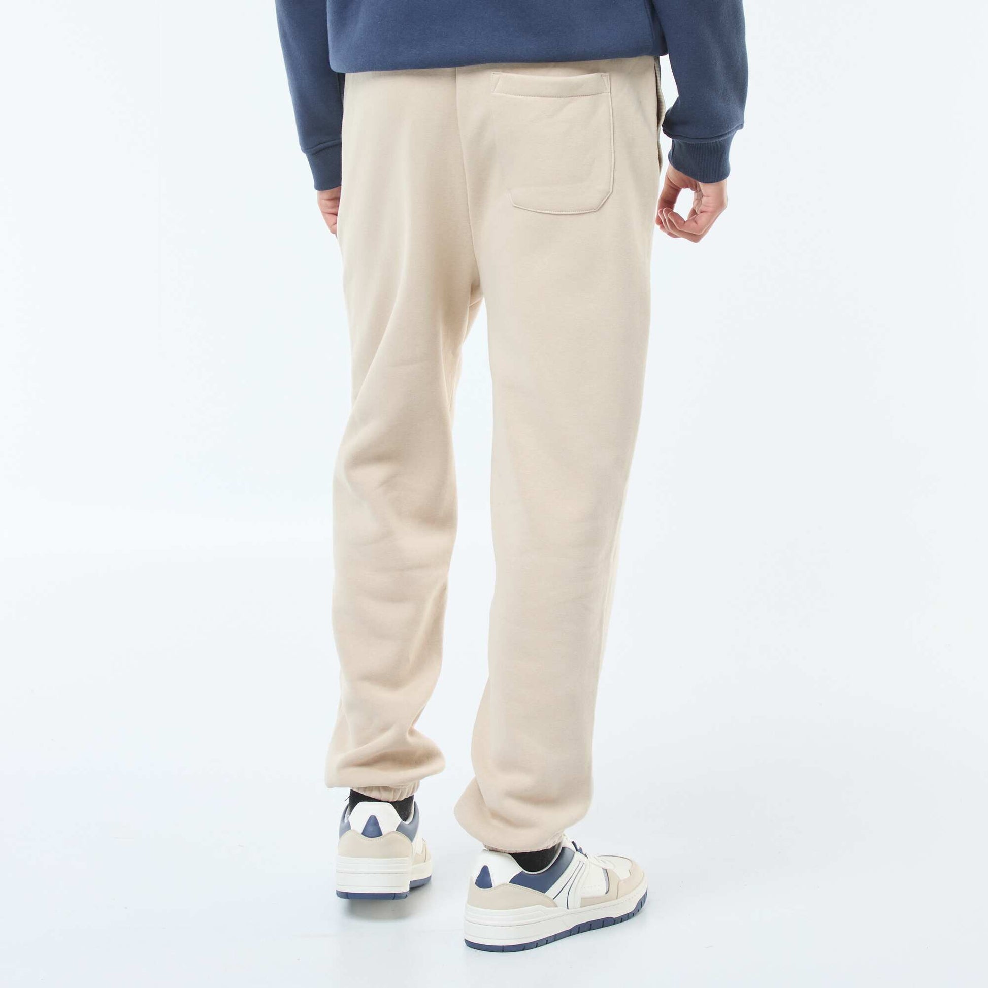 Pantalon jogging uni avec cordons de serrage à la taille BEIGE