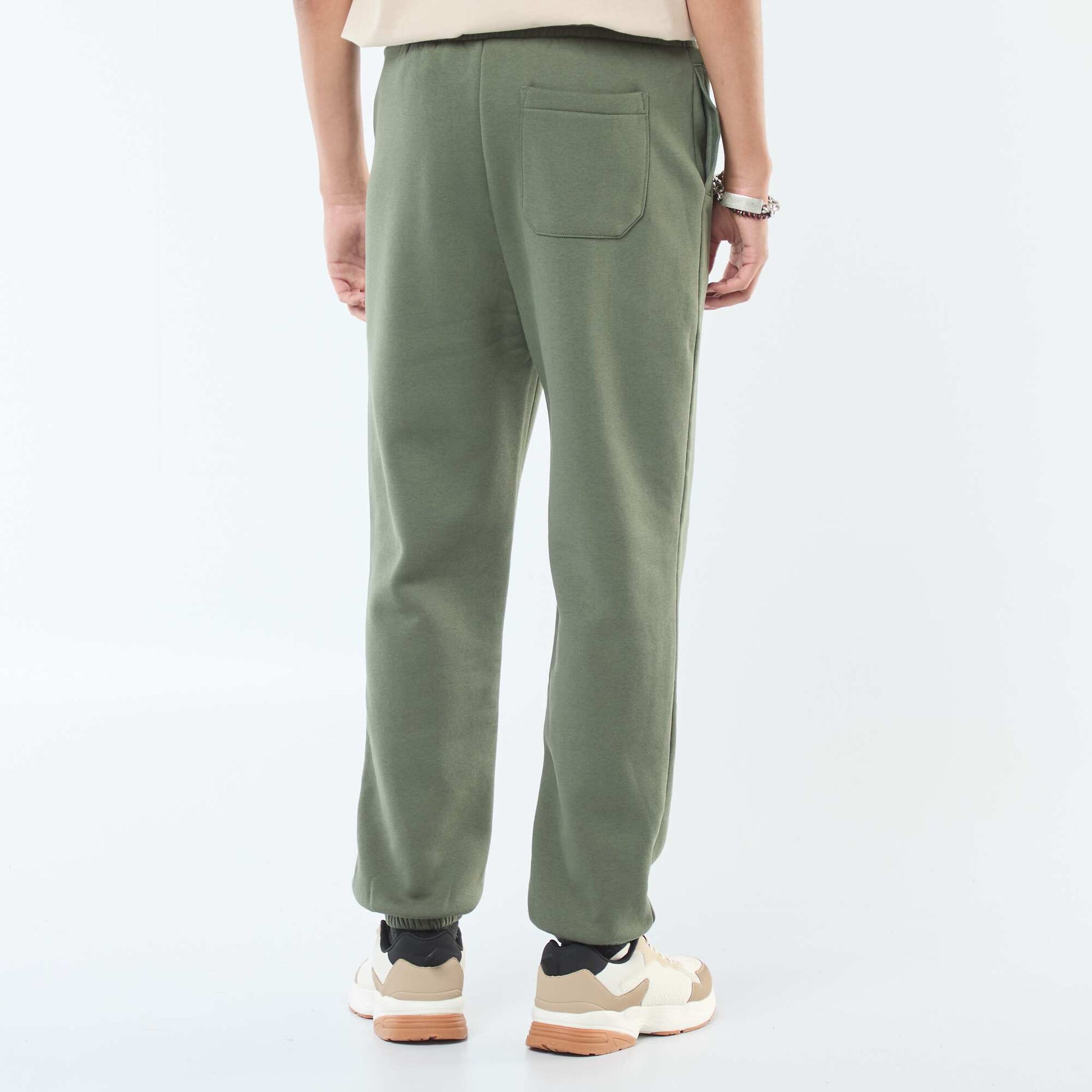 Pantalon jogging uni avec cordons de serrage à la taille VERT
