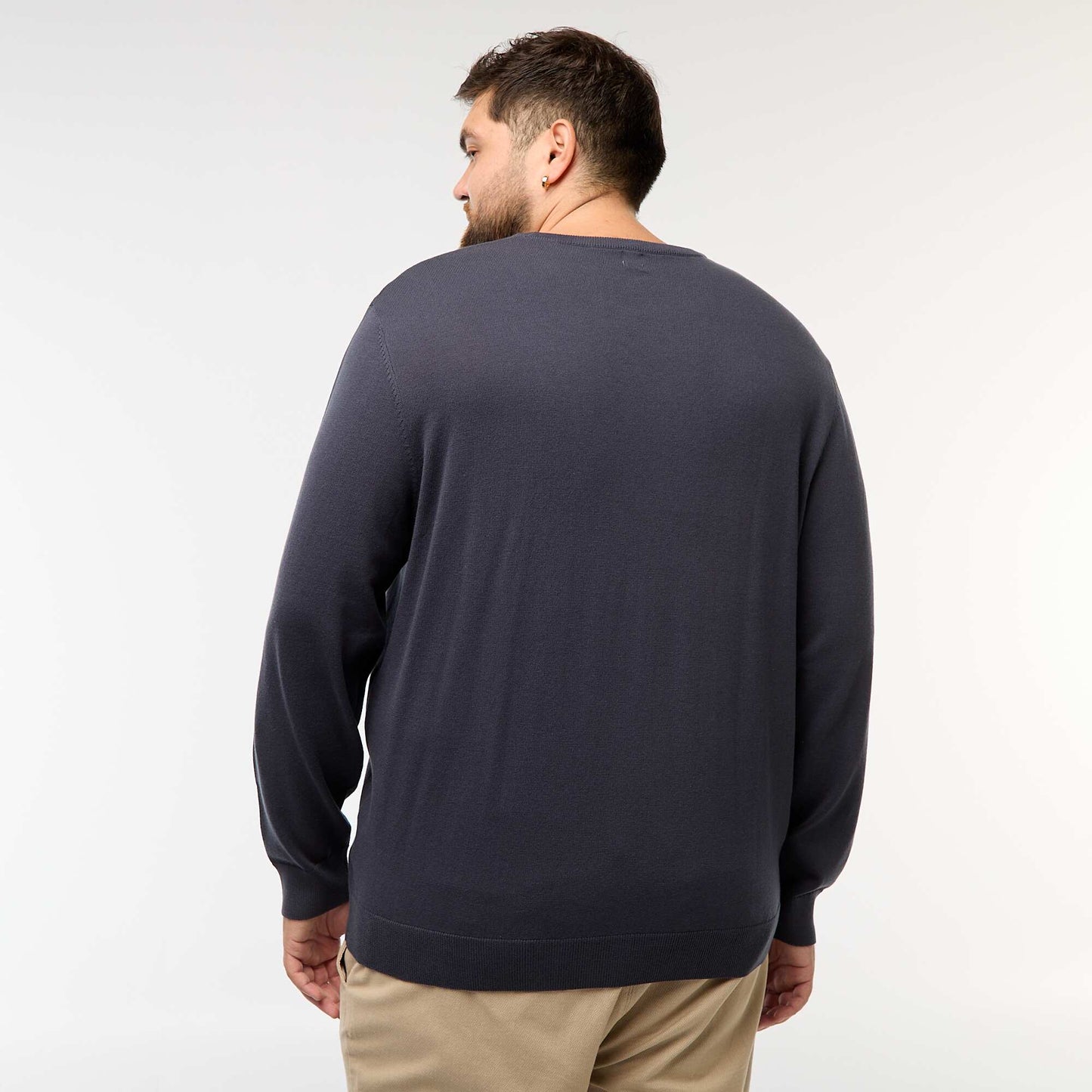 Pull en maille uni col rond BLEU