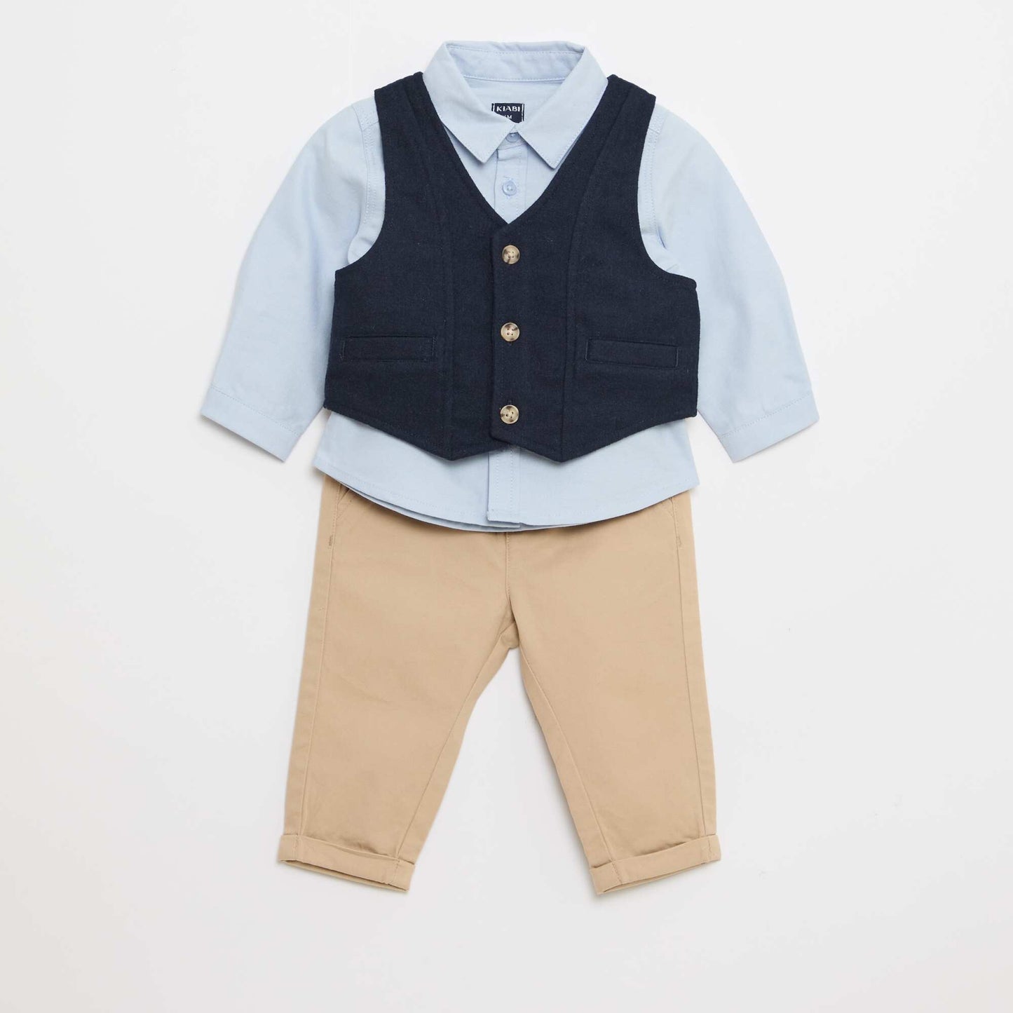 Ensemble chemise + pantalon + gilet - 3 pièces BLEU