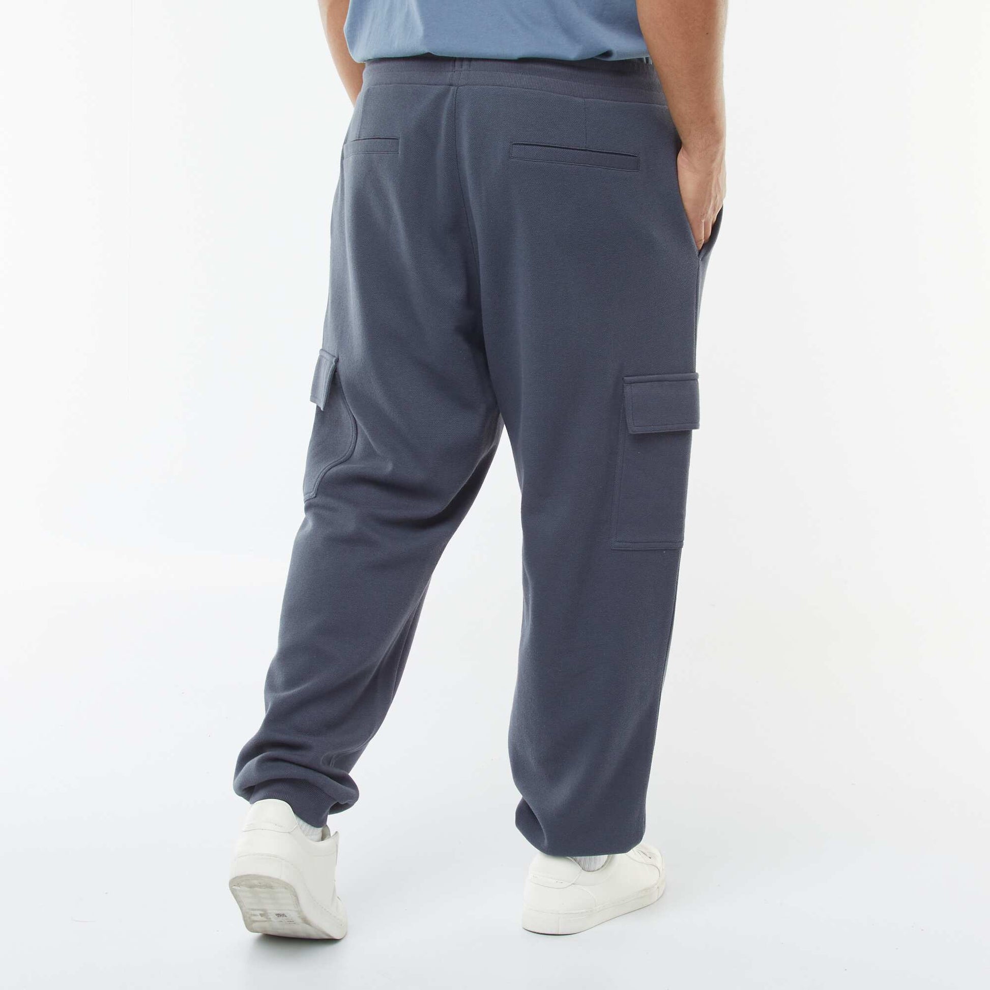 Jogging en maille piquée avec poches à rabat BLEU