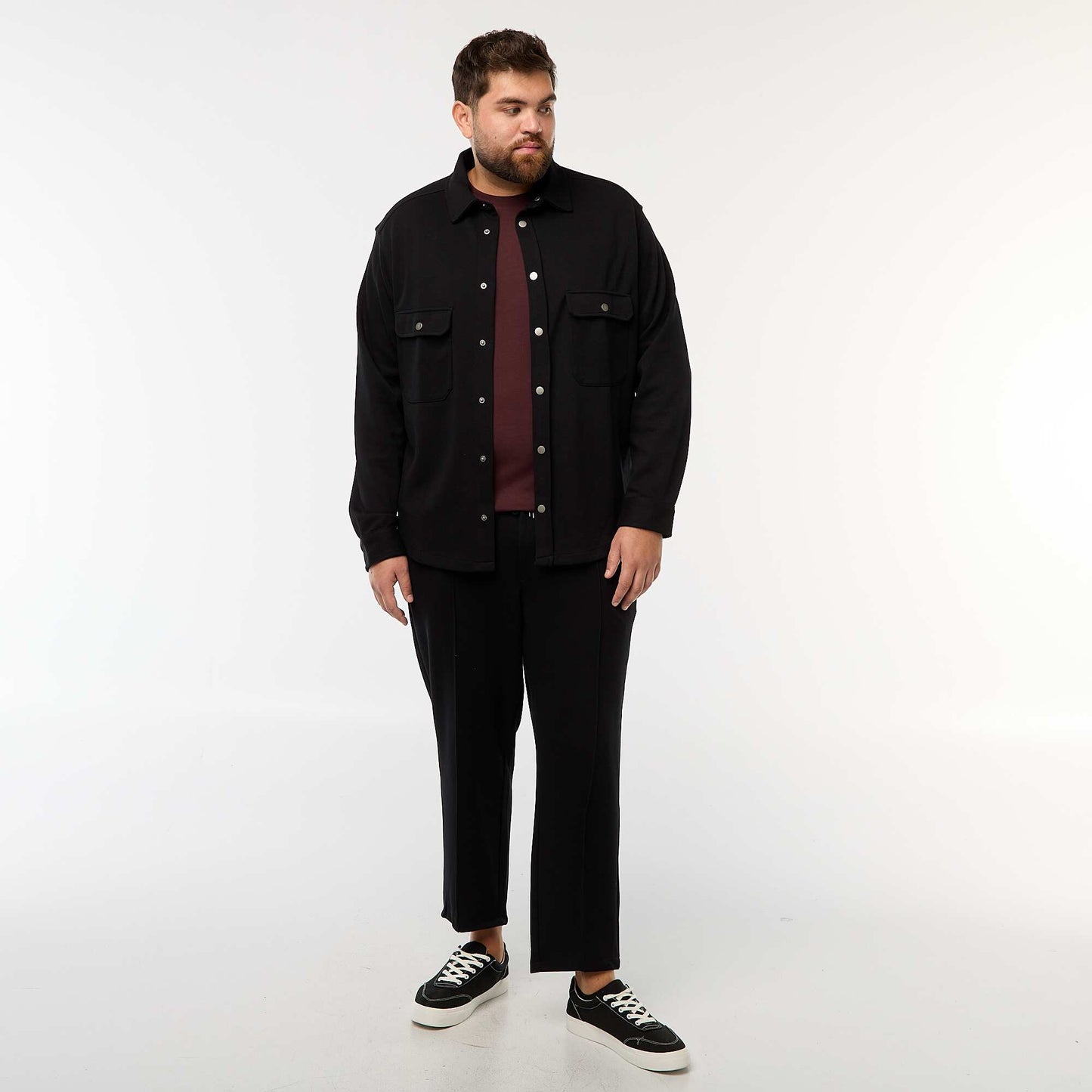Jogging uni en maille piquée NOIR