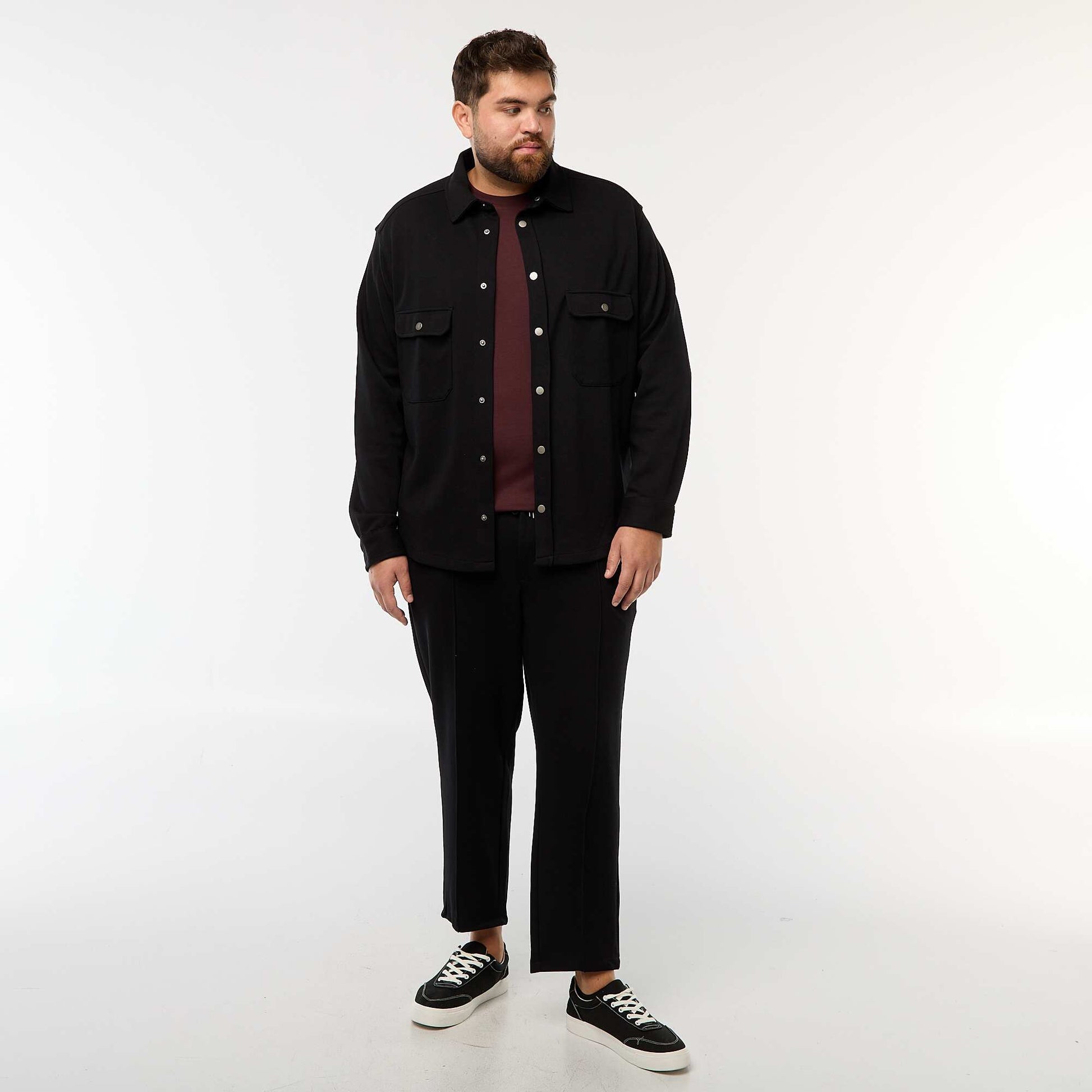 Jogging uni en maille piquée NOIR