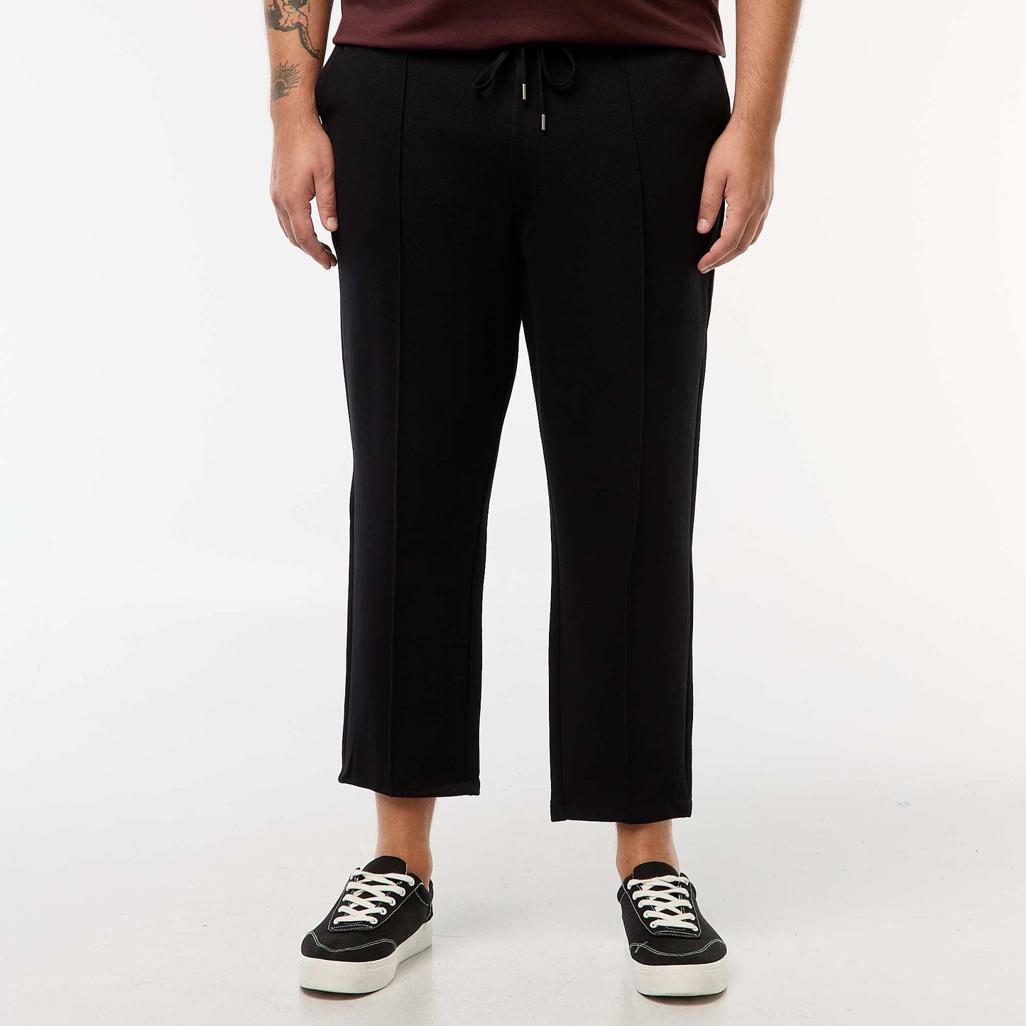 Jogging uni en maille piquée NOIR