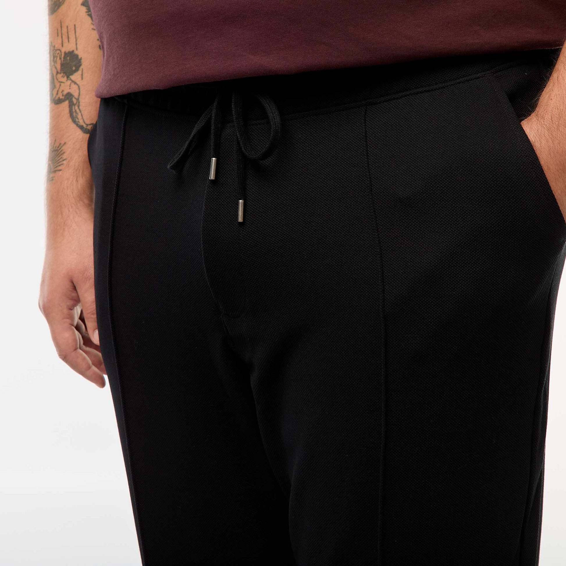 Jogging uni en maille piquée NOIR