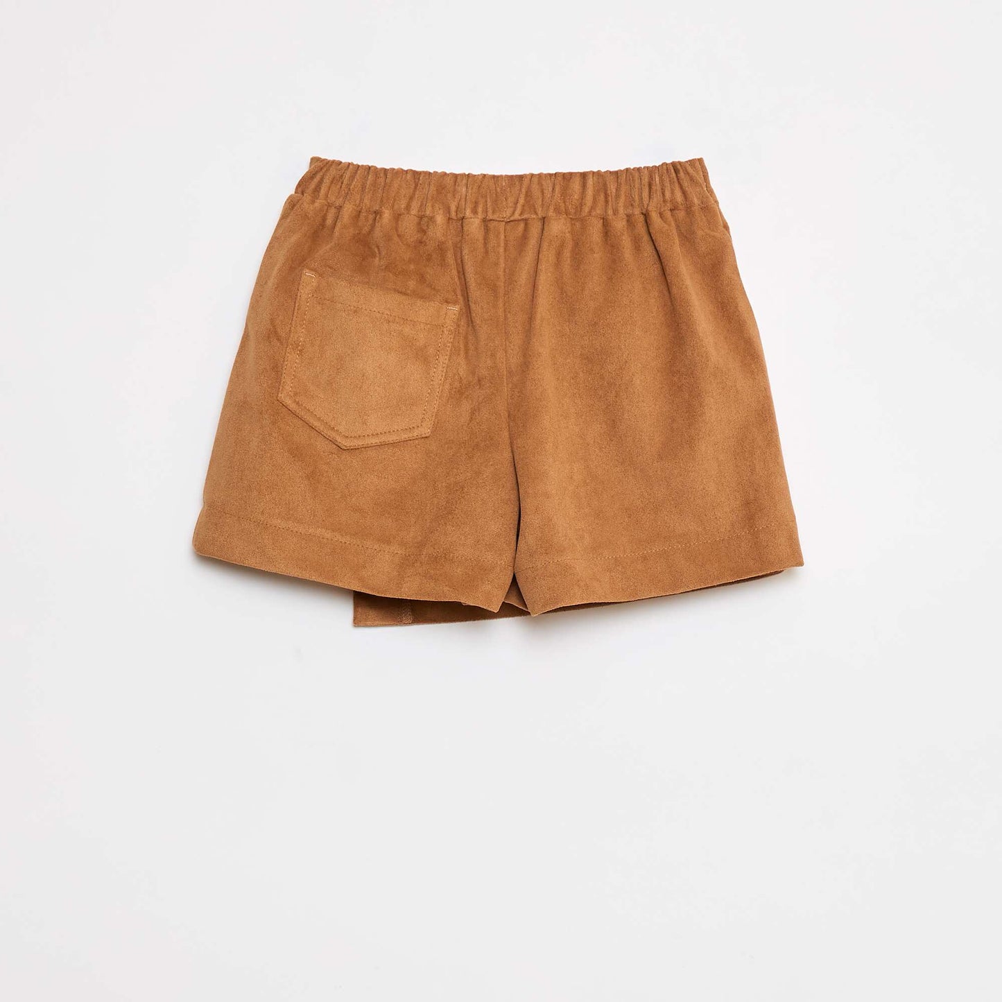 Jupe short courte unie en suédine BEIGE