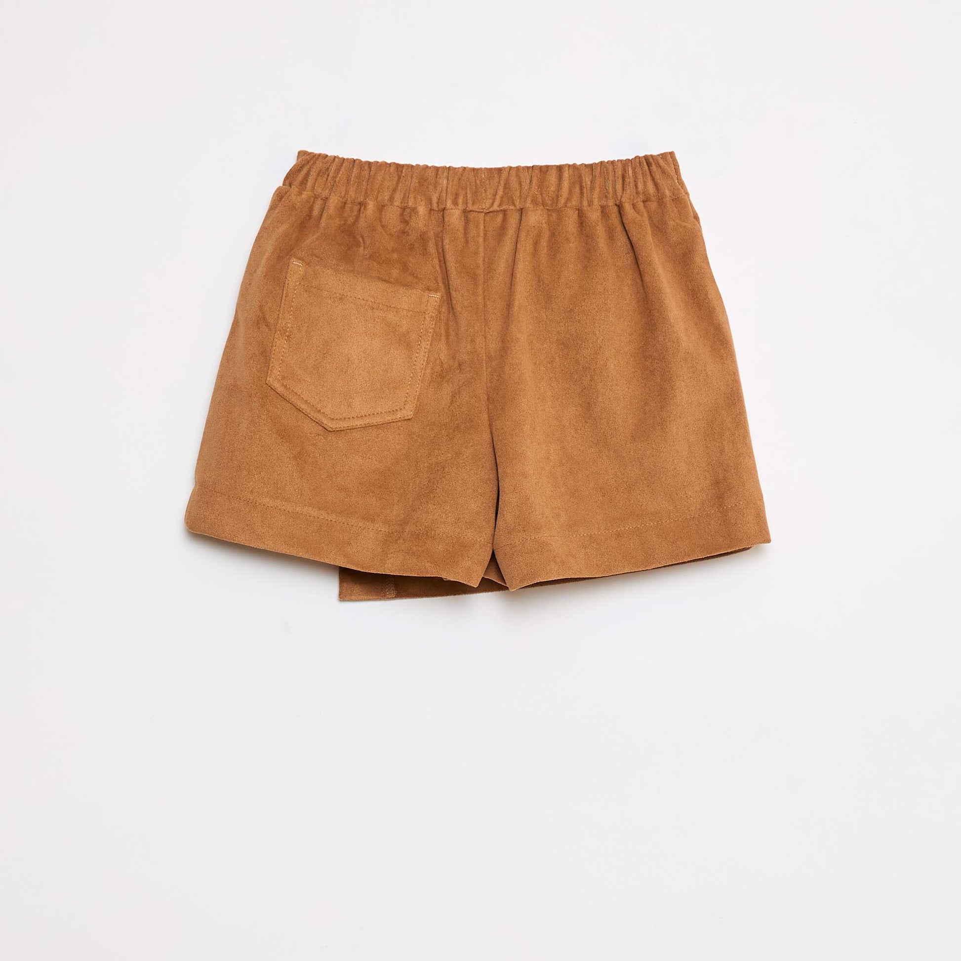 Jupe short courte unie en suédine BEIGE