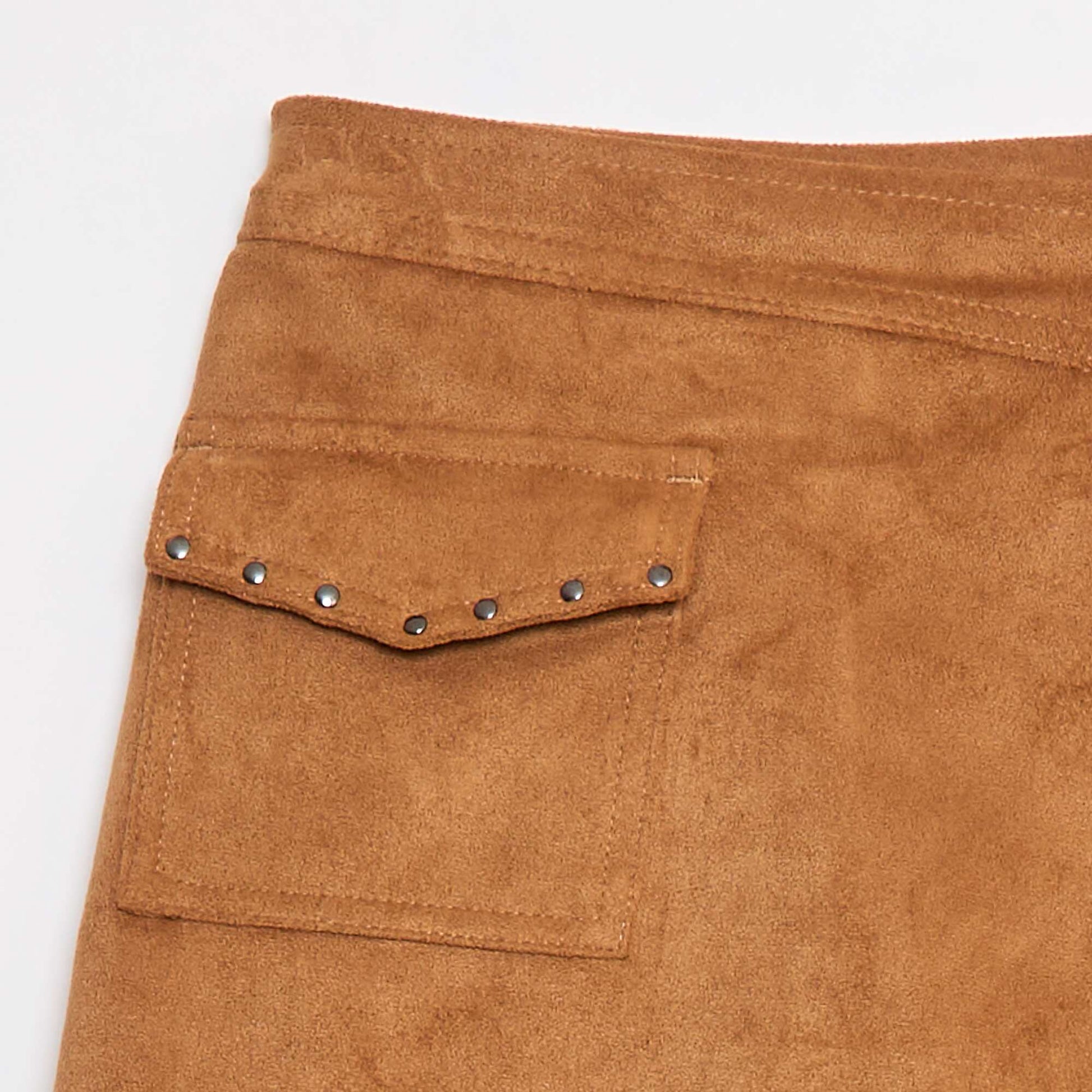 Jupe short courte unie en suédine BEIGE