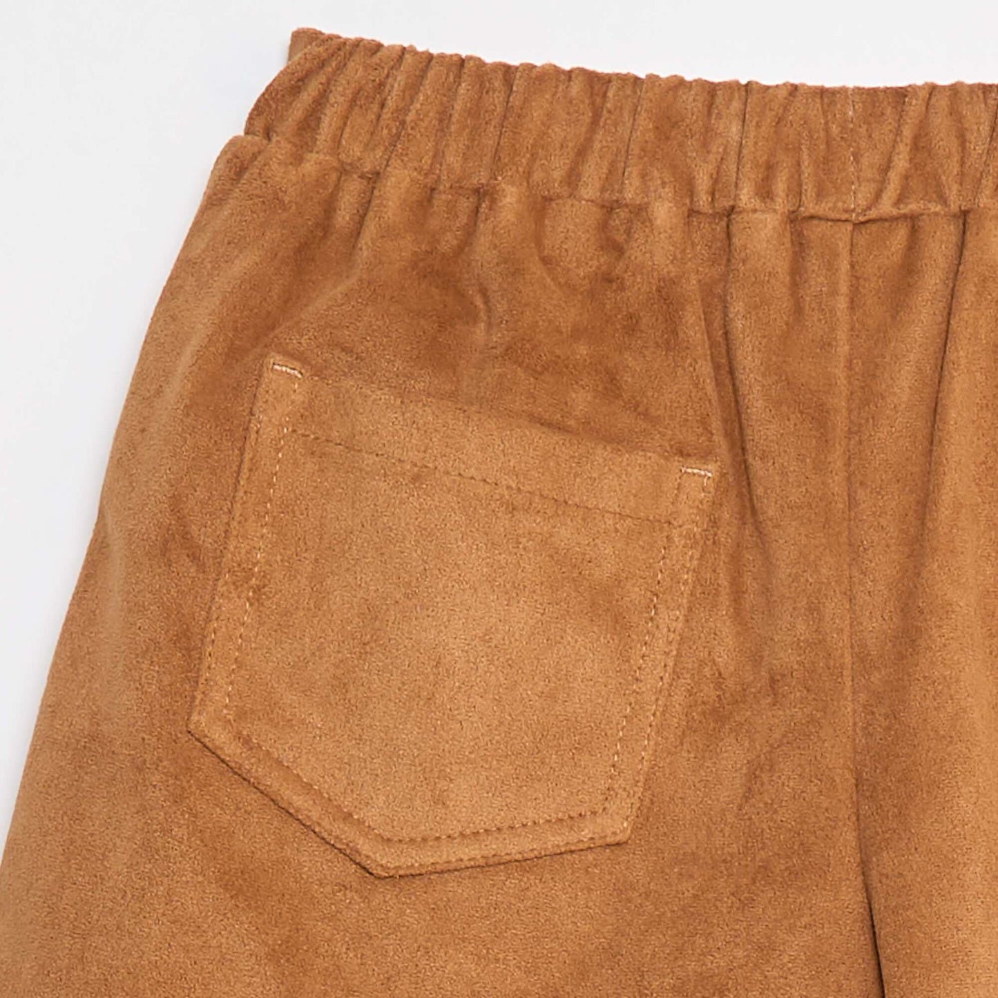 Jupe short courte unie en suédine BEIGE