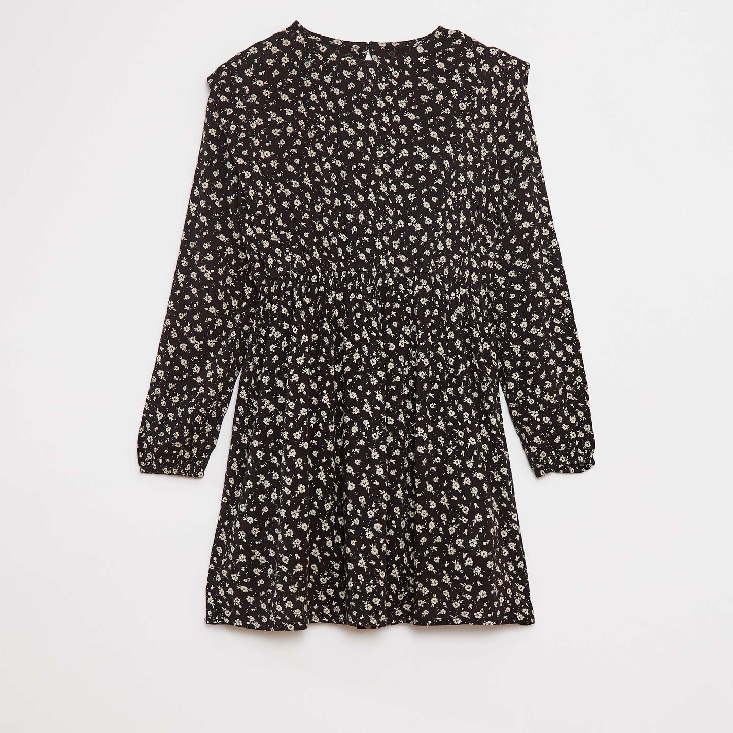 Robe fluide à fleurs en maille crêpe NOIR