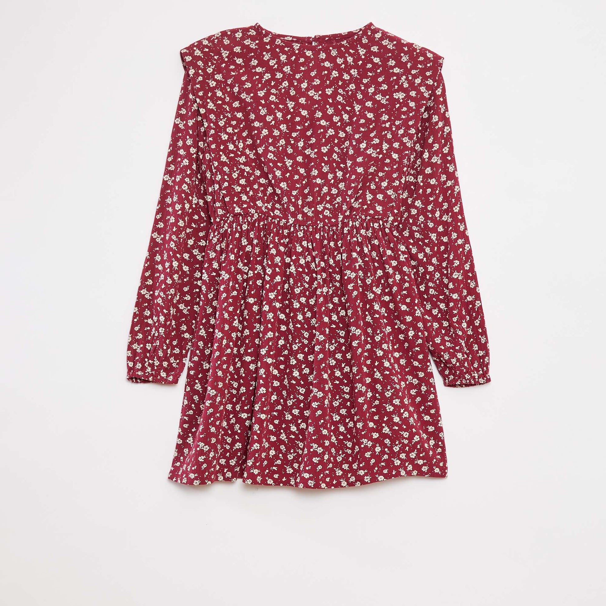 Robe fluide à fleurs en maille crêpe ROUGE