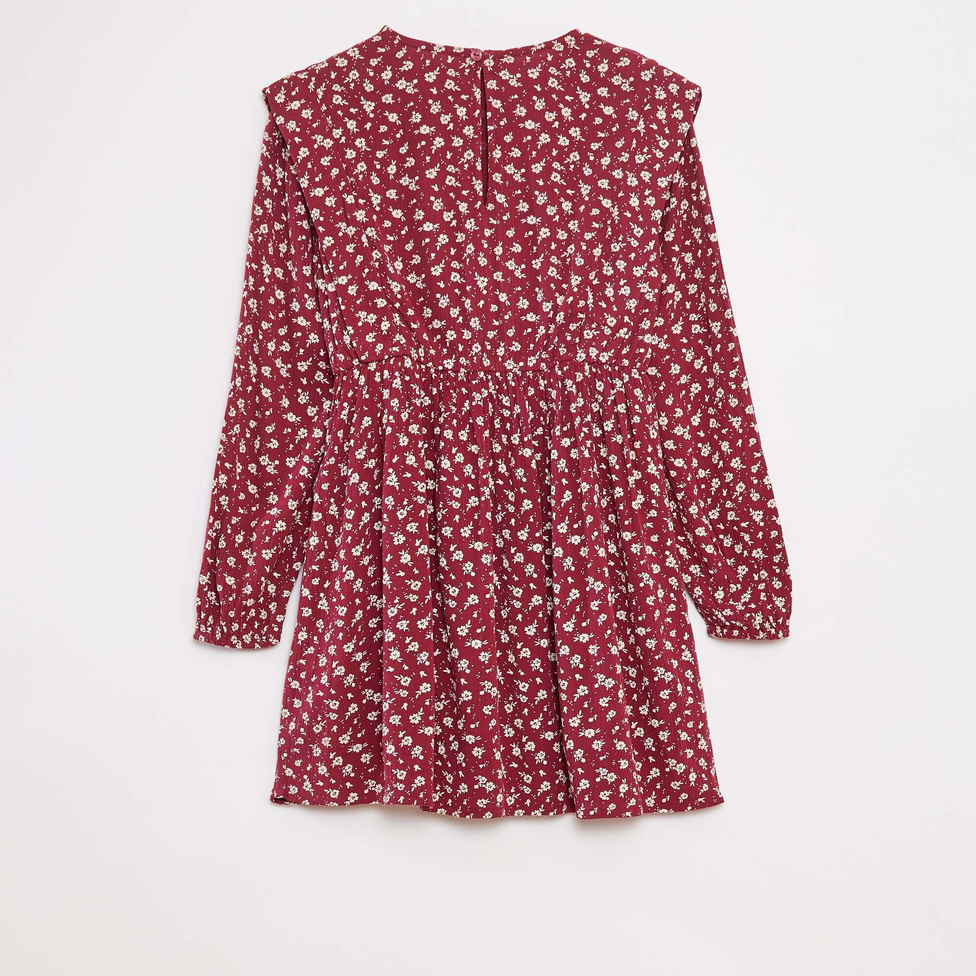 Robe fluide à fleurs en maille crêpe ROUGE