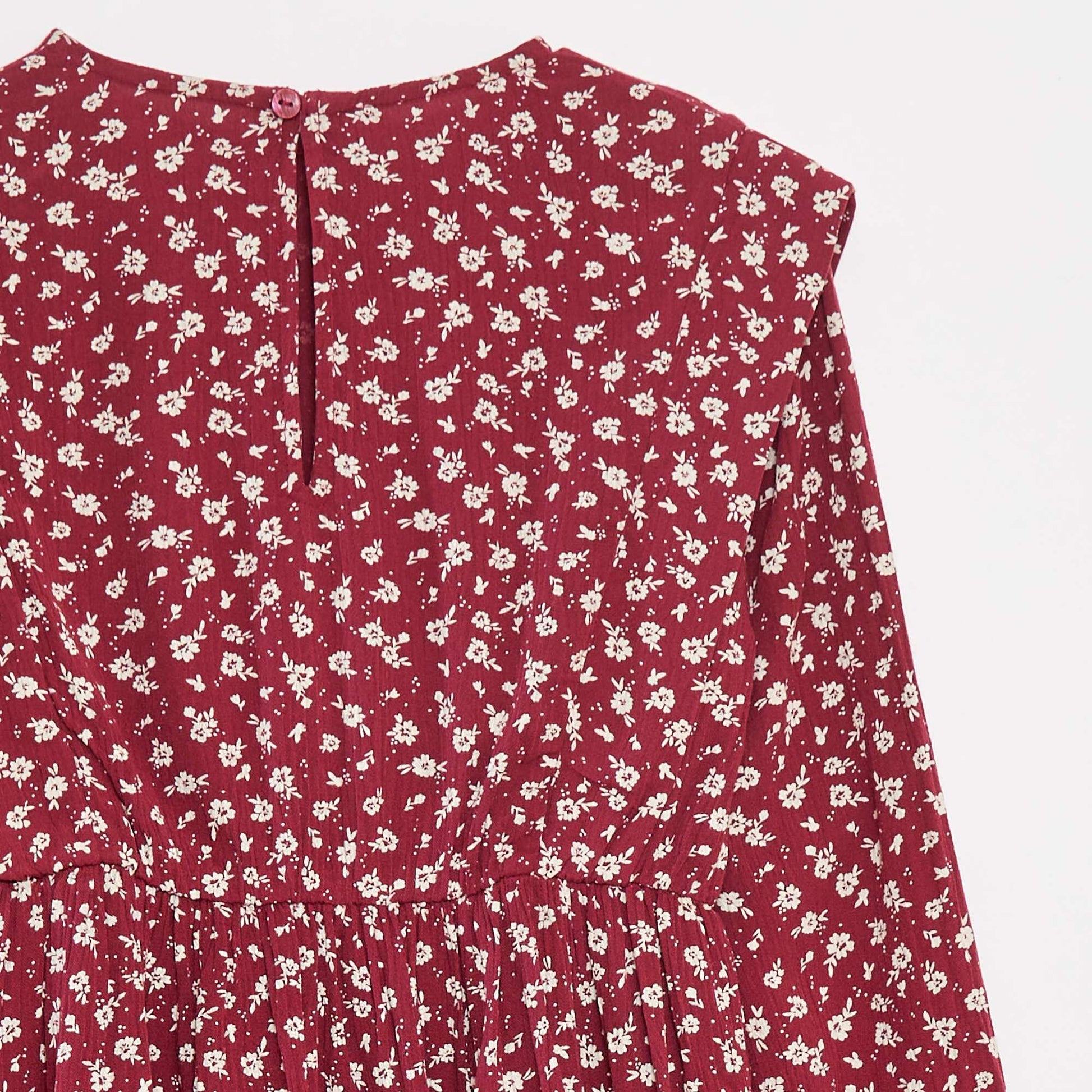 Robe fluide à fleurs en maille crêpe ROUGE