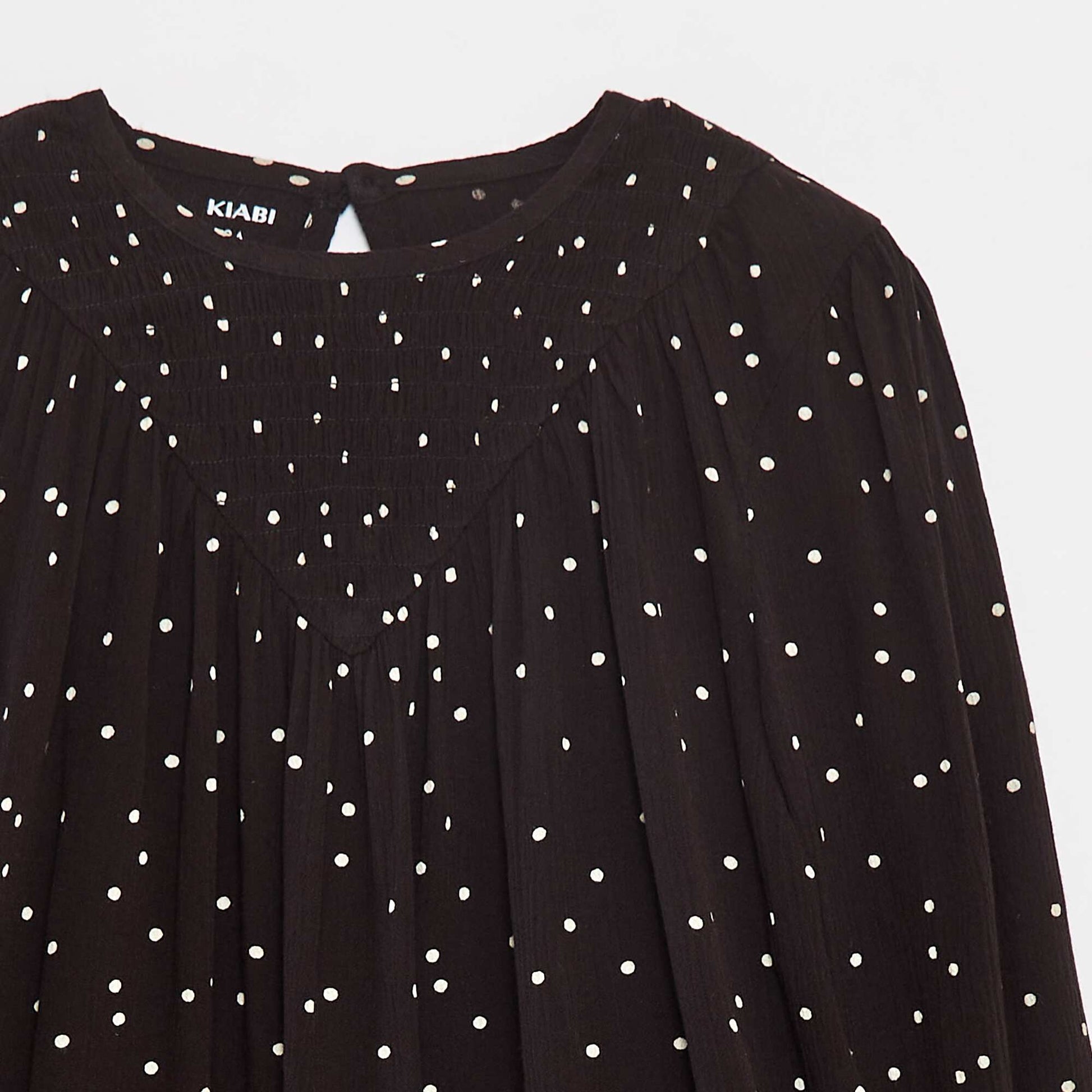 Blouse imprimée en maille crêpe NOIR