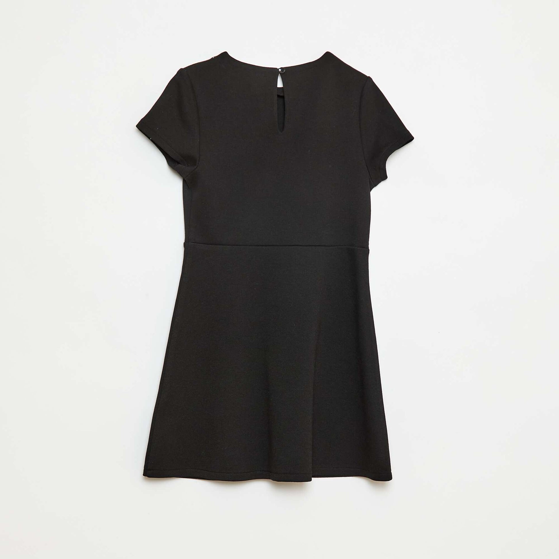 Robe Milano à la coupe évasée à manches courtes NOIR