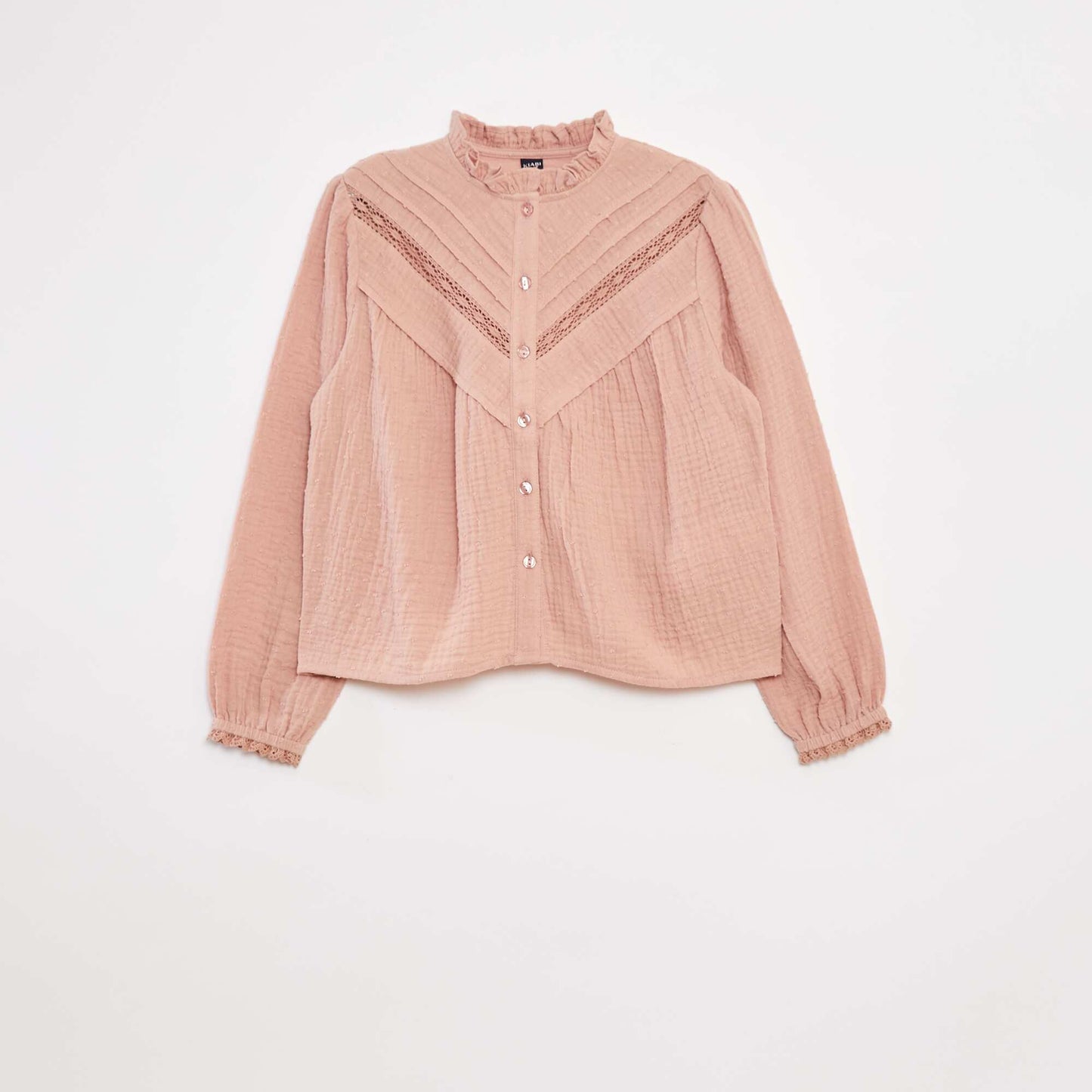 Blouse en gaze de coton plumetis VIEUX ROSE