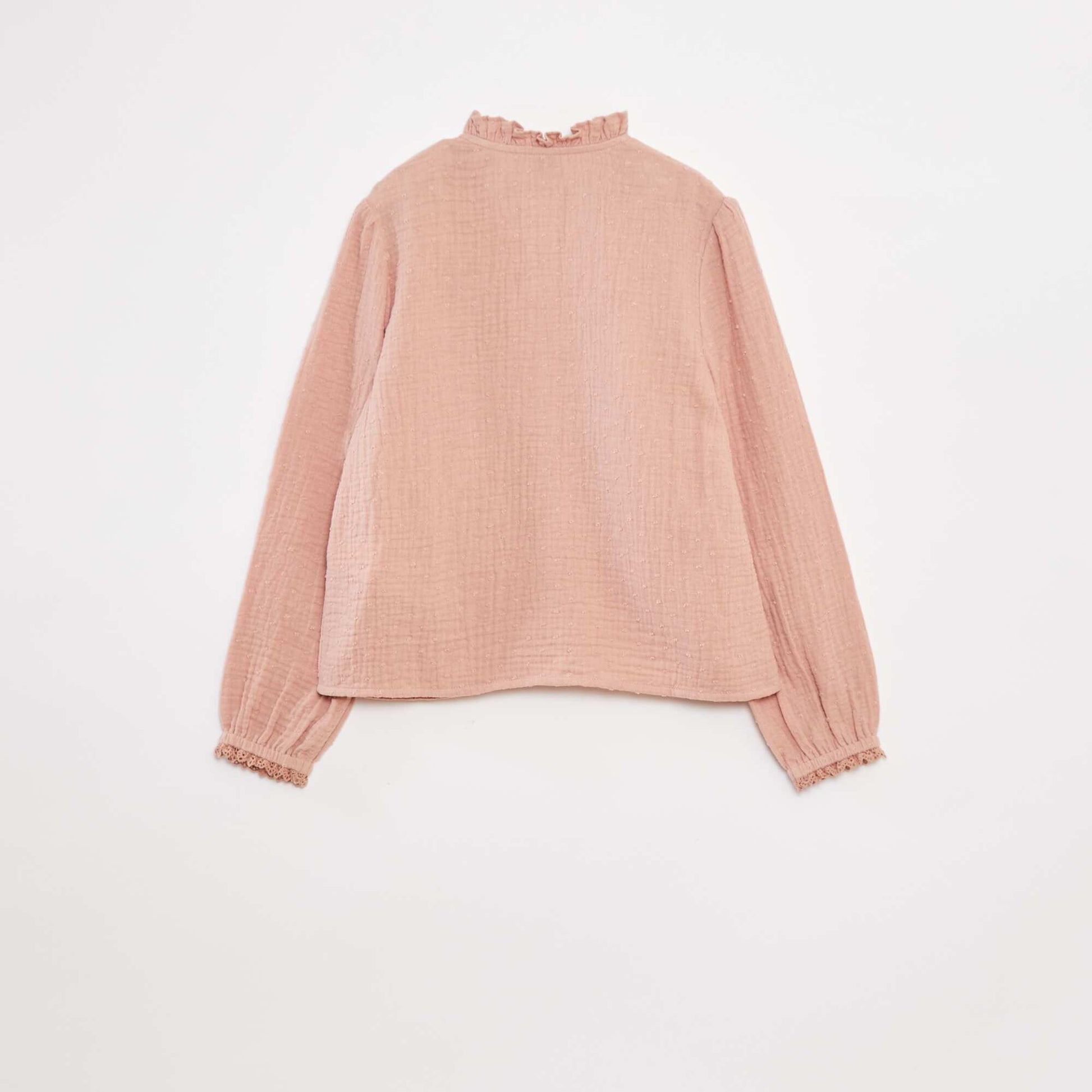 Blouse en gaze de coton plumetis VIEUX ROSE