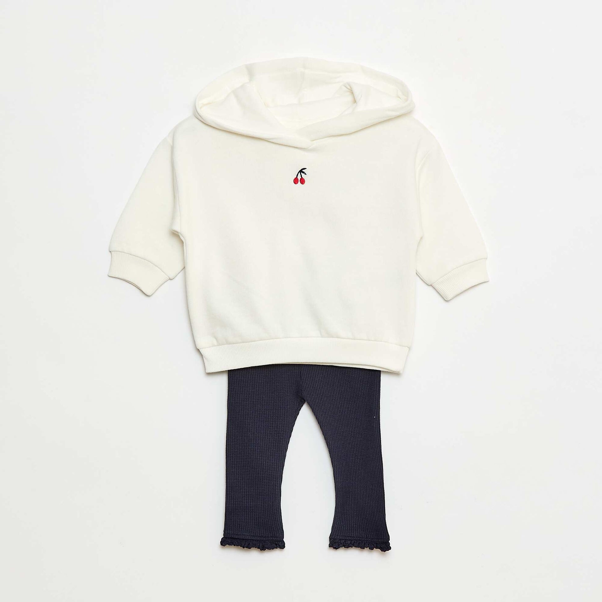 Ensemble sweat à capuche + legging maille BLANC