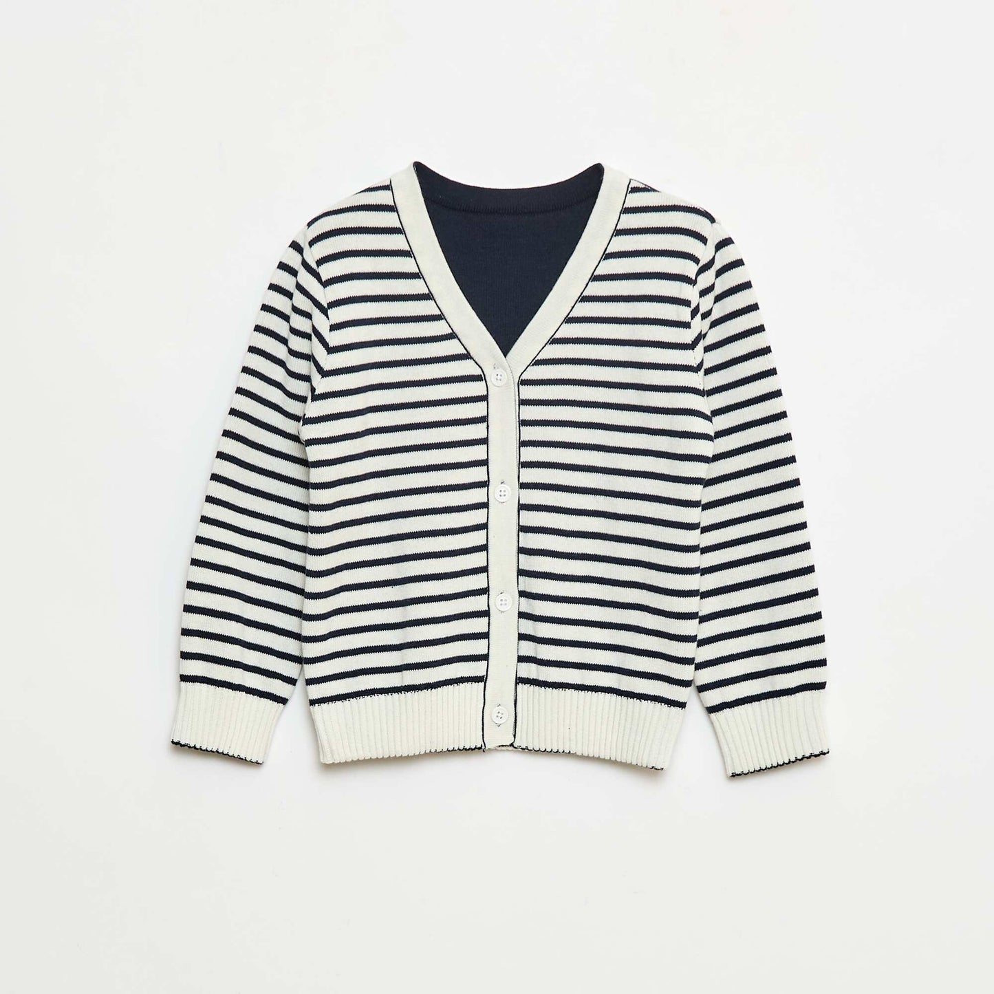 Gilet en tricot marinière réversible BLEU
