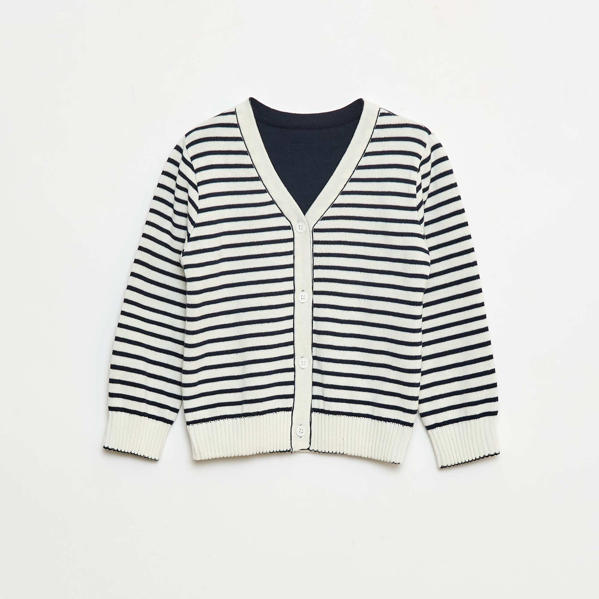 Gilet en tricot marinière réversible BLEU
