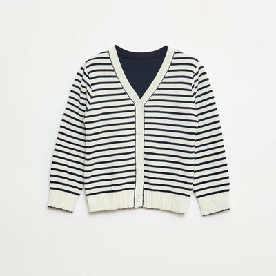 Gilet en tricot marinière réversible BLEU
