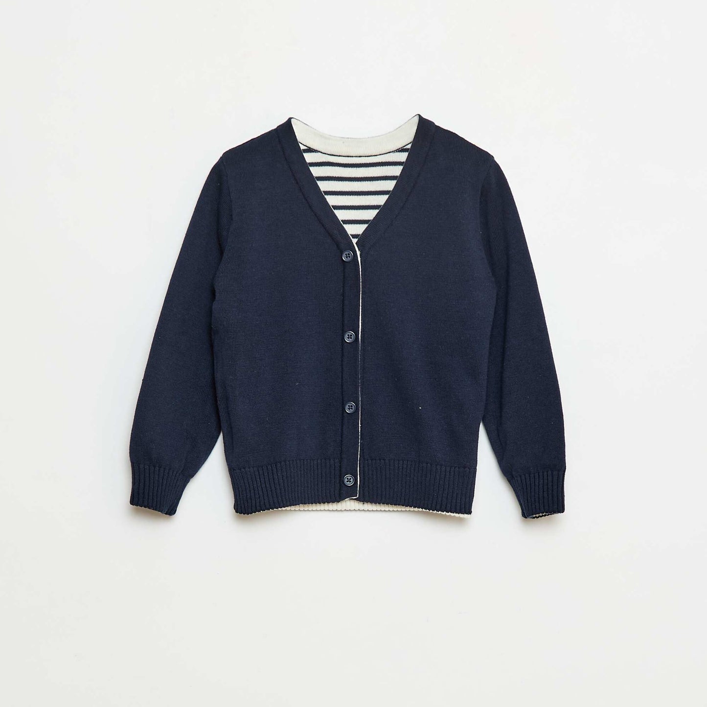 Gilet en tricot marinière réversible BLEU