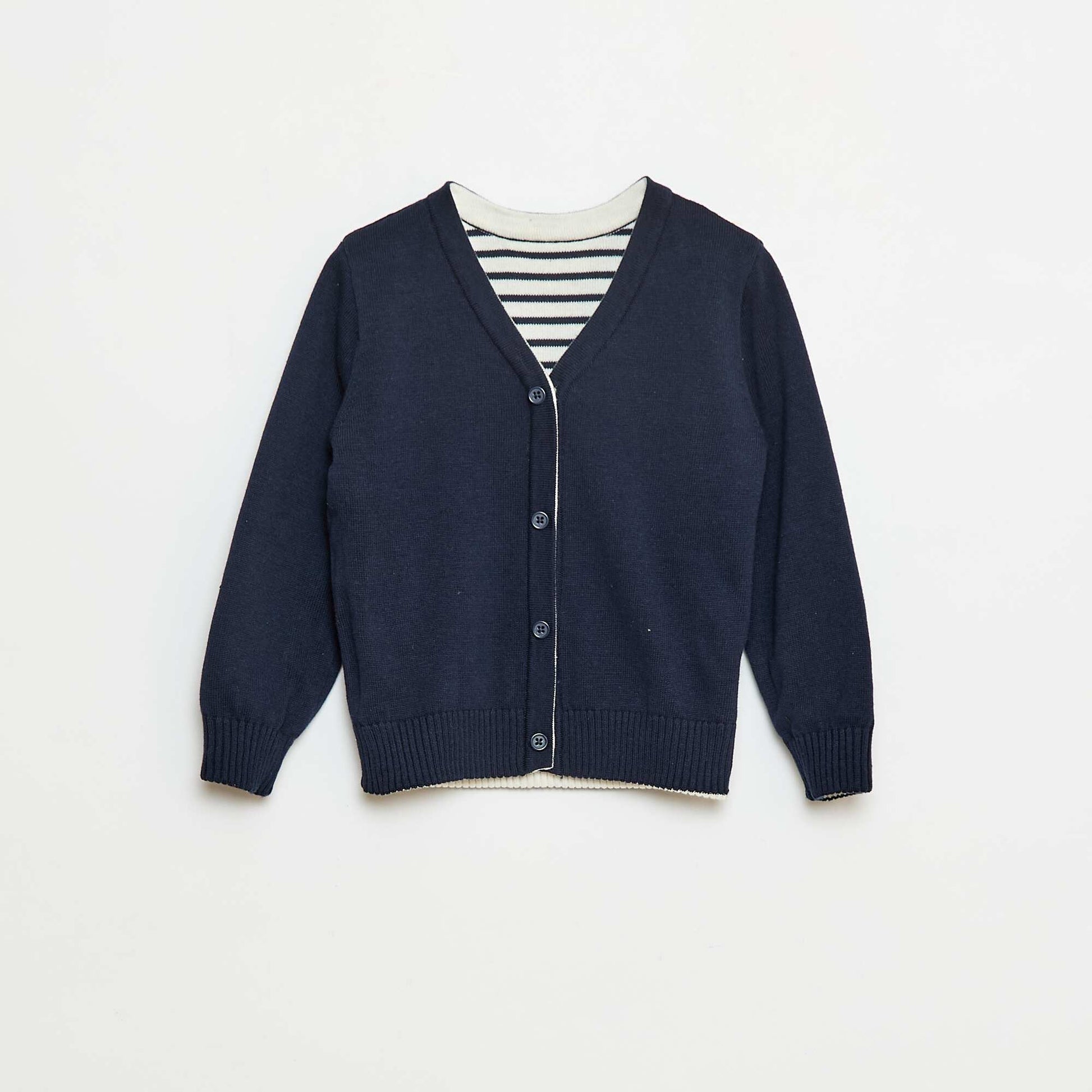 Gilet en tricot marinière réversible BLEU