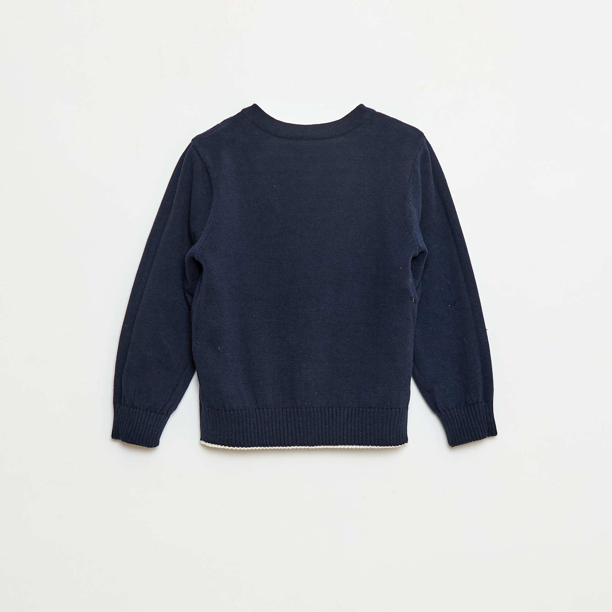 Gilet en tricot marinière réversible BLEU
