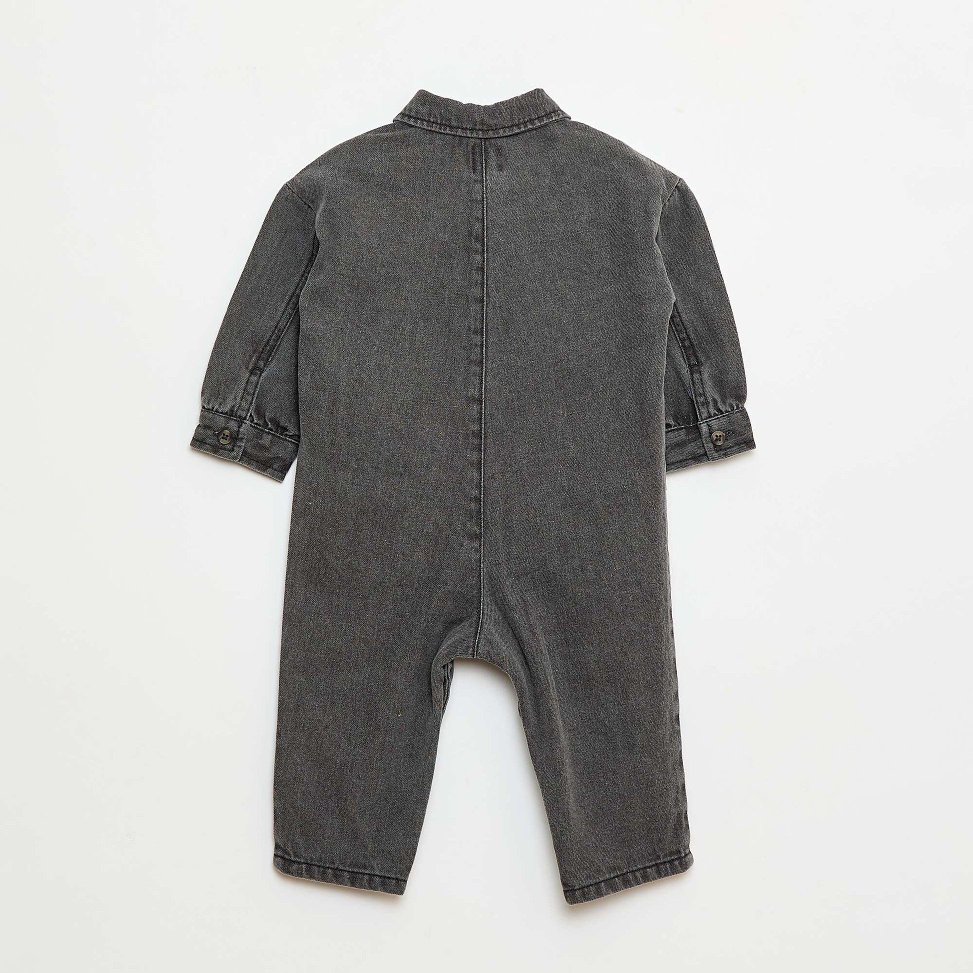 Combinaison longue en jean à ouverture boutonnée GRIS
