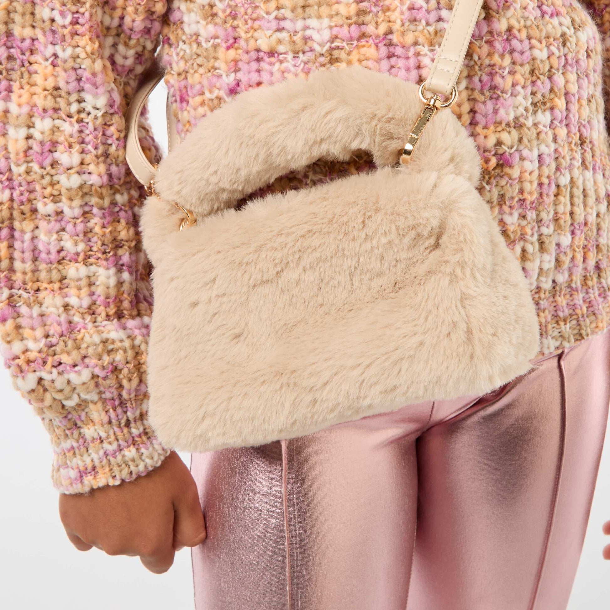 Sac imitation fausse fourrure BEIGE