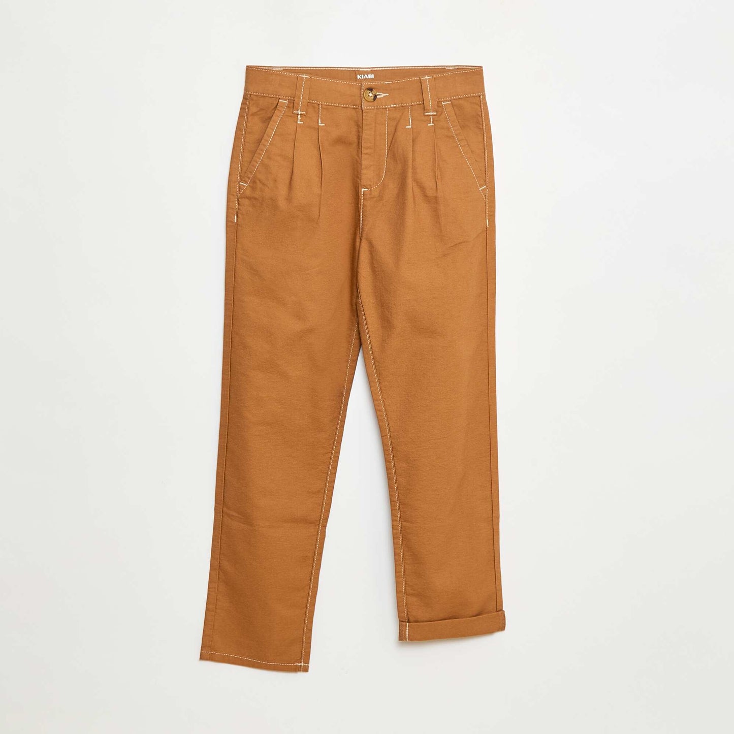 Pantalon oxford à pince MARRON