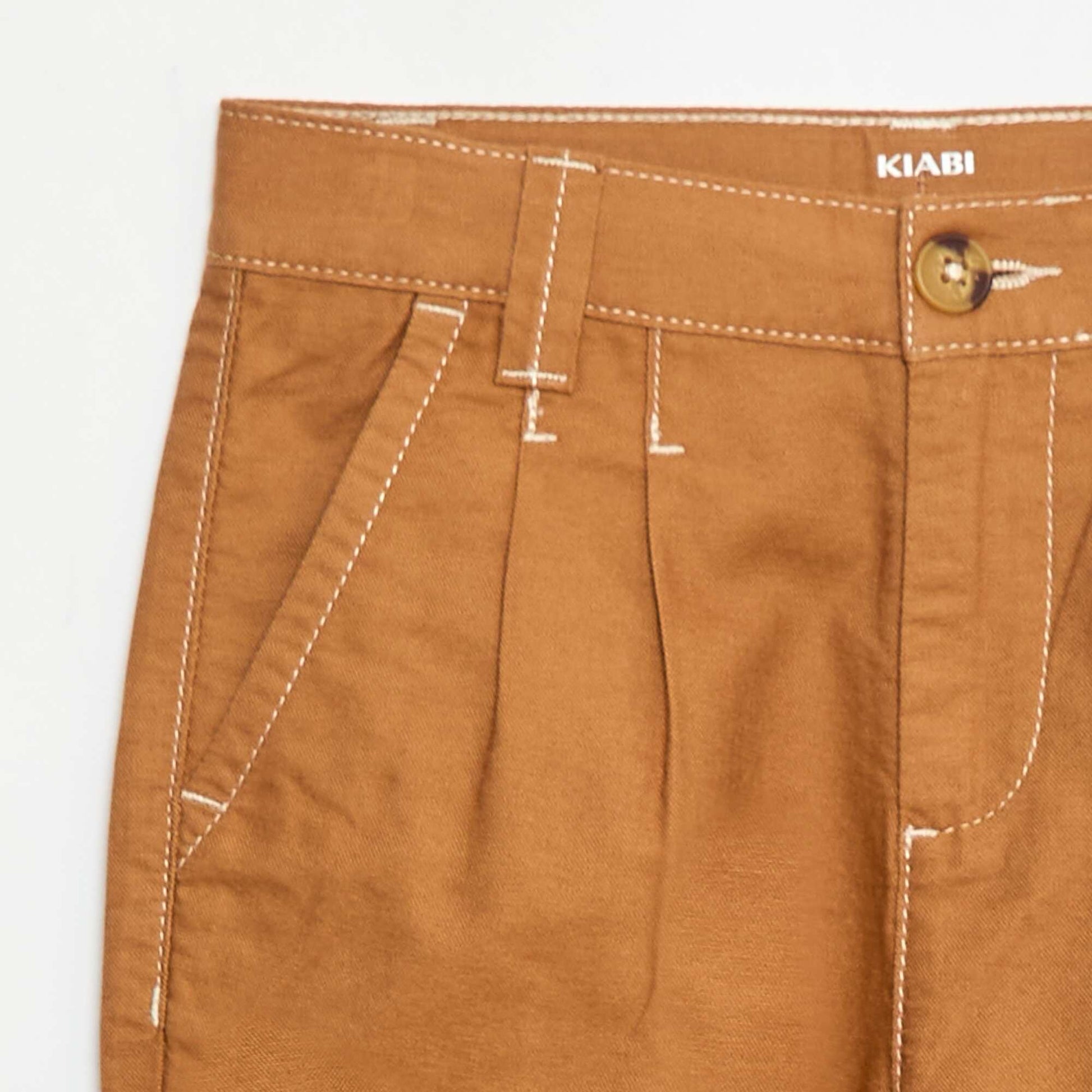 Pantalon oxford à pince MARRON
