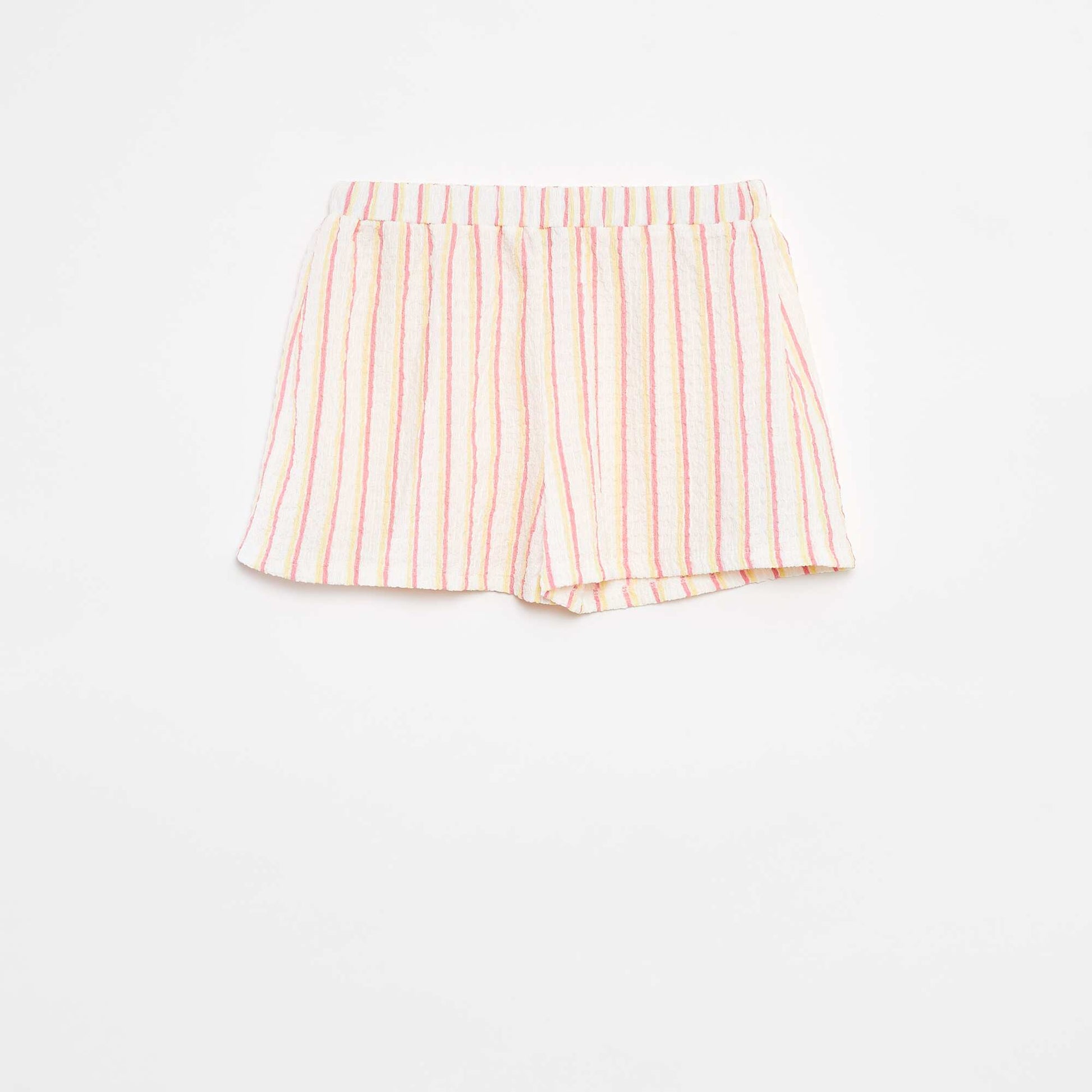 Short en maille gaufrée avec motifs BLANC