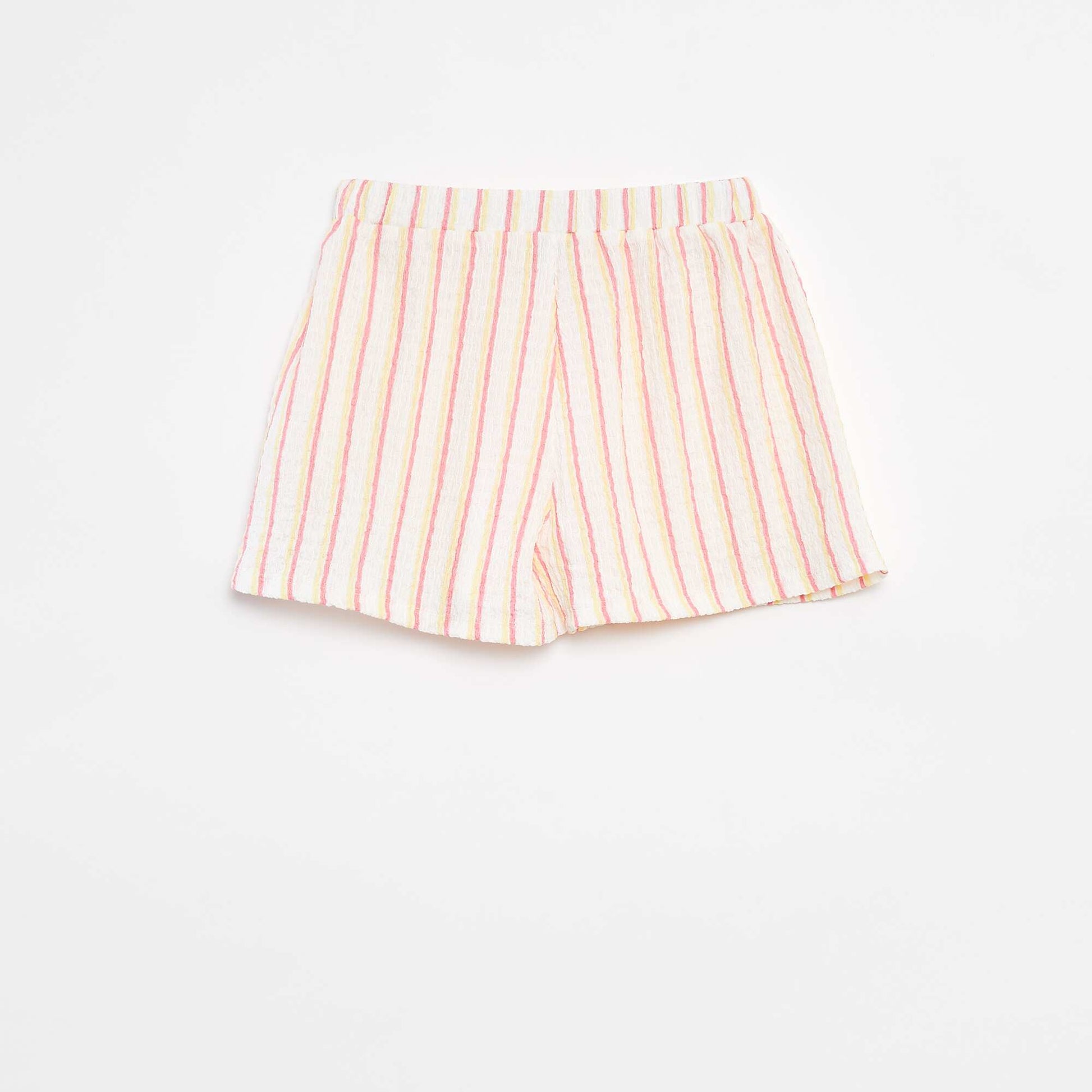 Short en maille gaufrée avec motifs BLANC