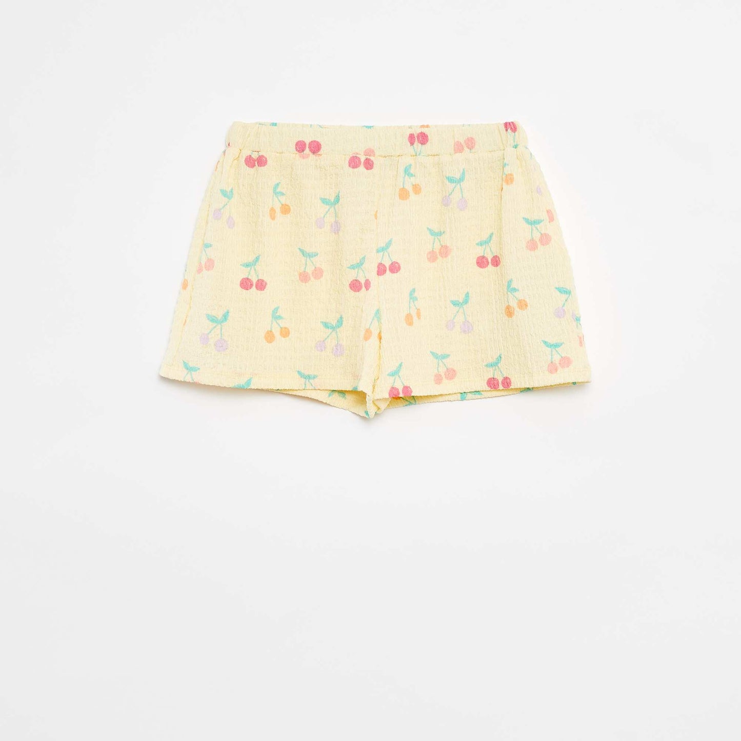 Short en maille gaufrée avec motifs JAUNE