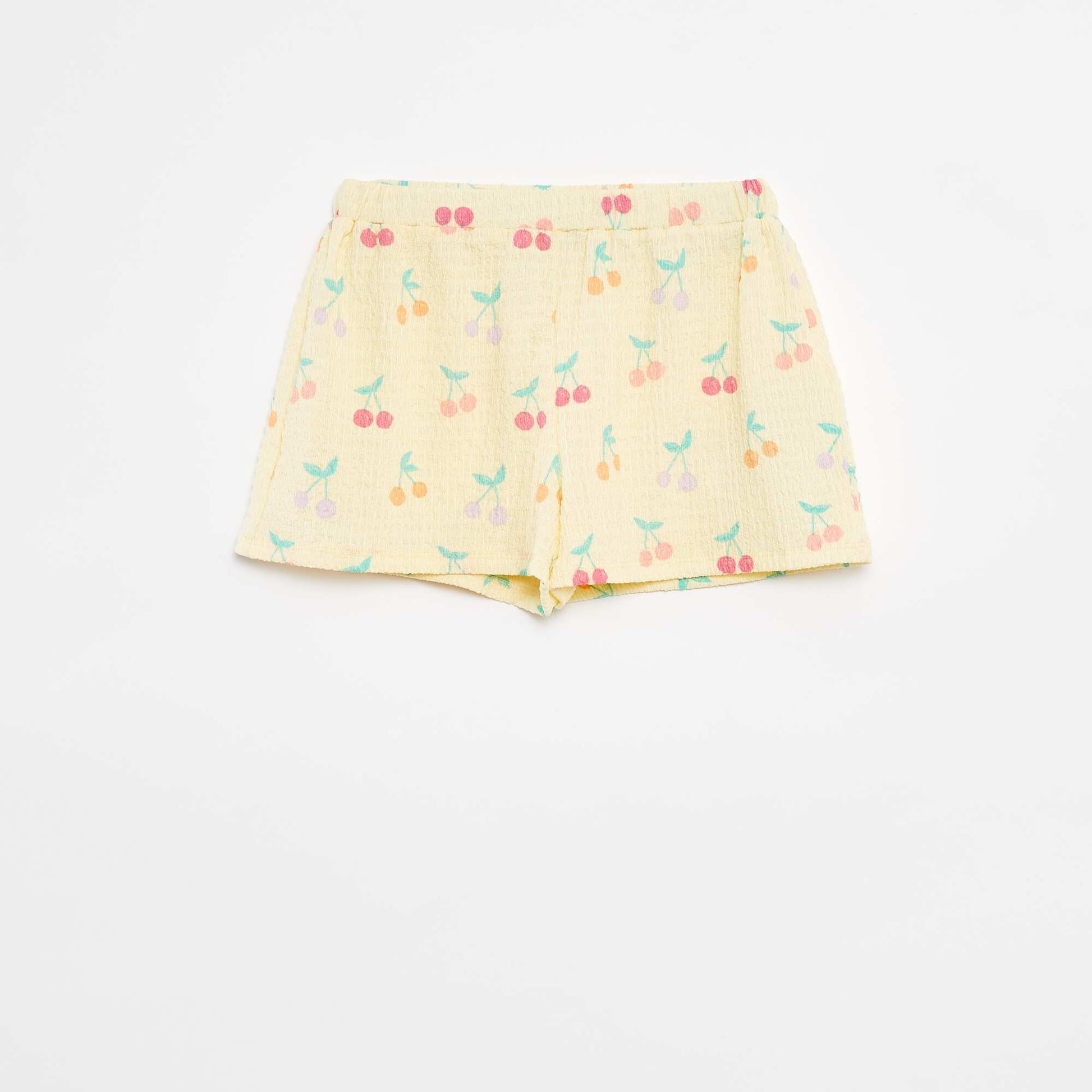 Short en maille gaufrée avec motifs JAUNE