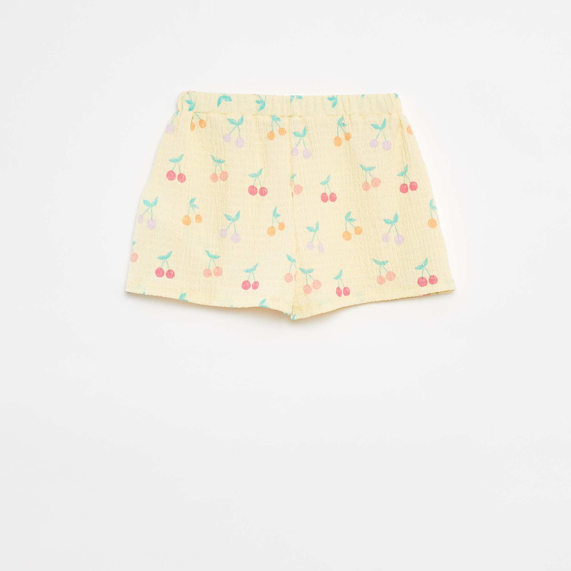 Short en maille gaufrée avec motifs JAUNE