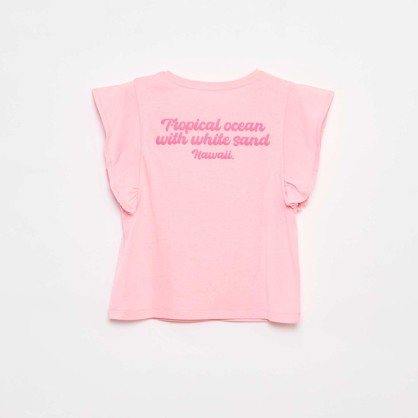 T-shirt en jersey avec un imprimé recto/verso et des manches volantées ROSE