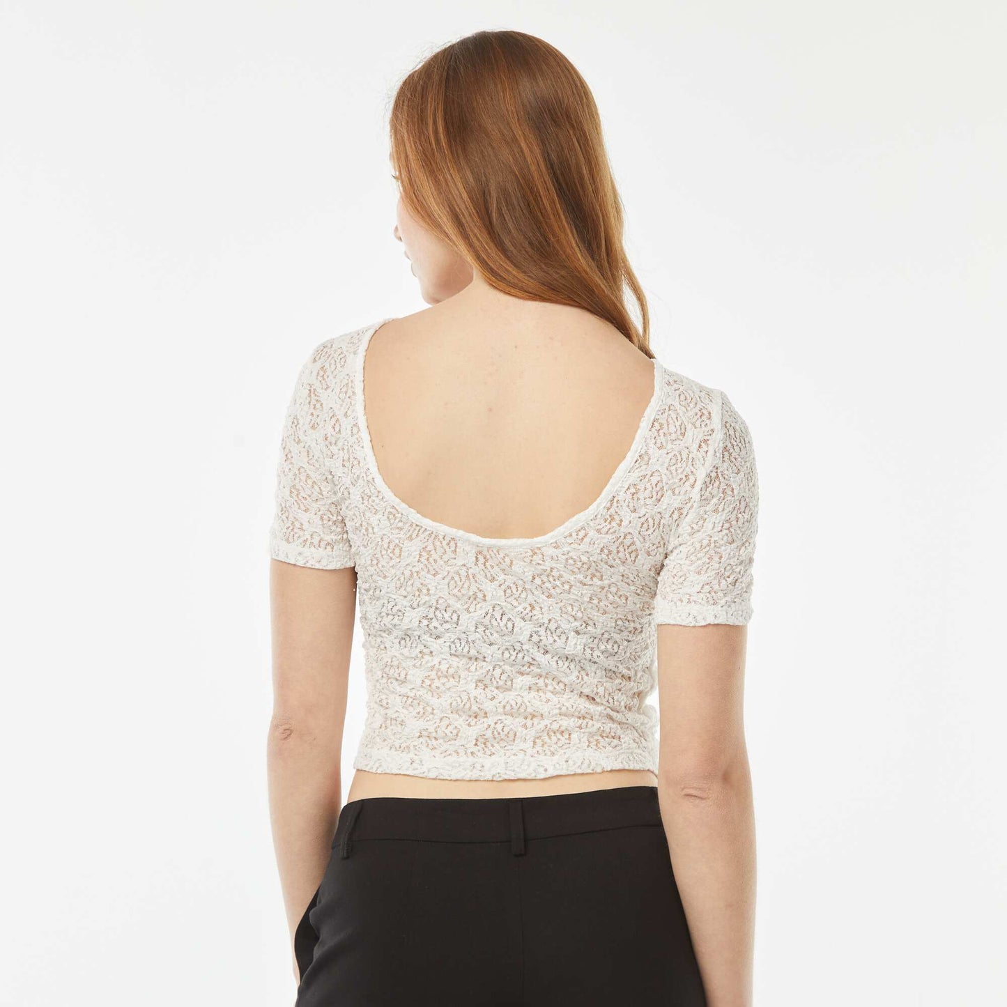 T-shirt en dentelle avec dos nu BLANC